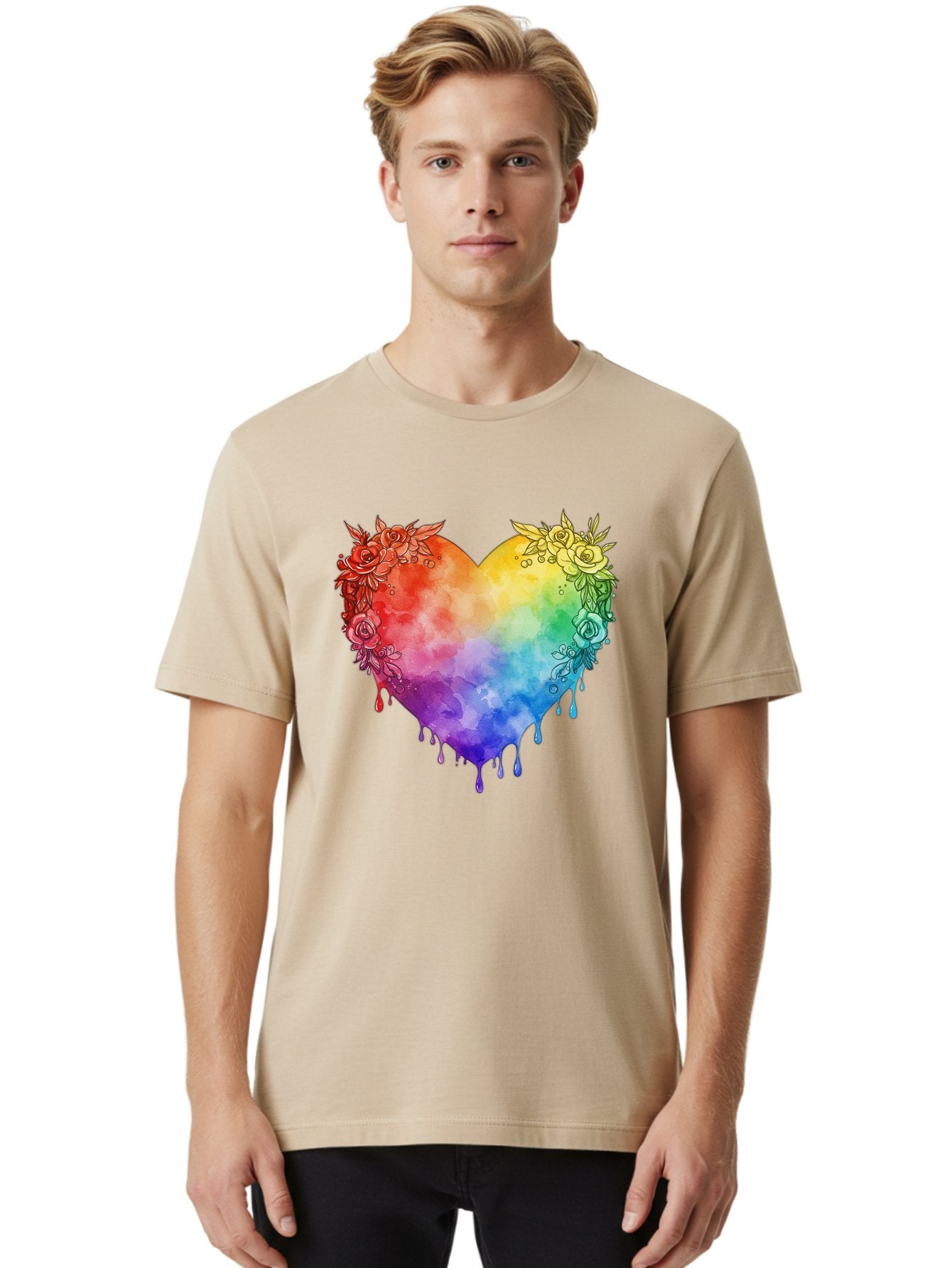 Rainbow-Heart-With-Roses Men'S Graphic Tee, 100% Cotton, Comfortable Casual Summer Wear, Machine Washable, Vintage Camera, Old Camera, Antique Camera, Black Camera, Classic Photography, Photography Equipment, Nostalgic Device, Film Camera, Baj741 24