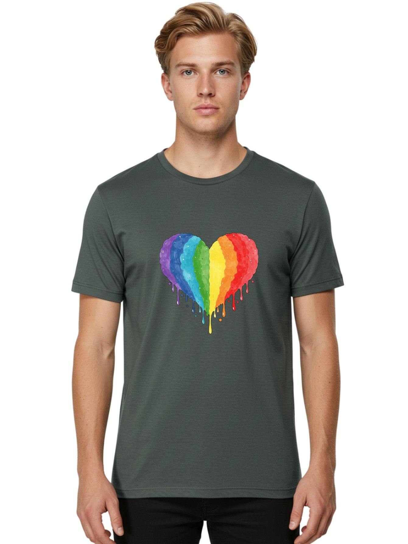 Rainbow-Melting-Heart Men'S Graphic Tee, 100% Cotton, Comfortable Casual Summer Wear, Machine Washable, Vintage Camera, Old Camera, Antique Camera, Black Camera, Classic Photography, Photography Equipment, Nostalgic Device, Film Camera, Baj744 19