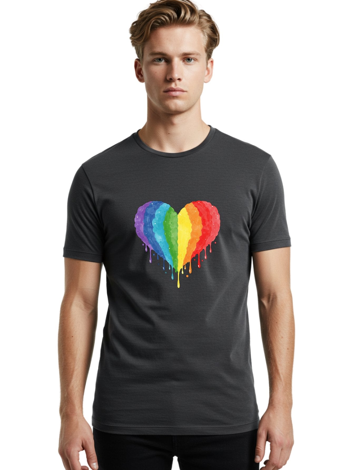 Rainbow-Melting-Heart Men'S Graphic Tee, 100% Cotton, Comfortable Casual Summer Wear, Machine Washable, Vintage Camera, Old Camera, Antique Camera, Black Camera, Classic Photography, Photography Equipment, Nostalgic Device, Film Camera, Baj744 28