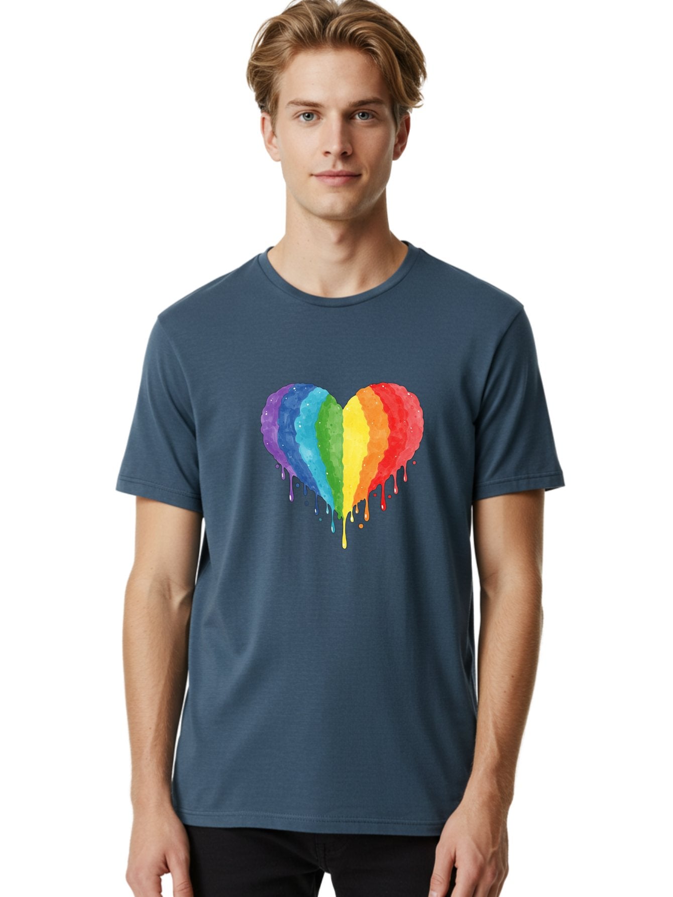 Rainbow-Melting-Heart Men'S Graphic Tee, 100% Cotton, Comfortable Casual Summer Wear, Machine Washable, Vintage Camera, Old Camera, Antique Camera, Black Camera, Classic Photography, Photography Equipment, Nostalgic Device, Film Camera, Baj744 26