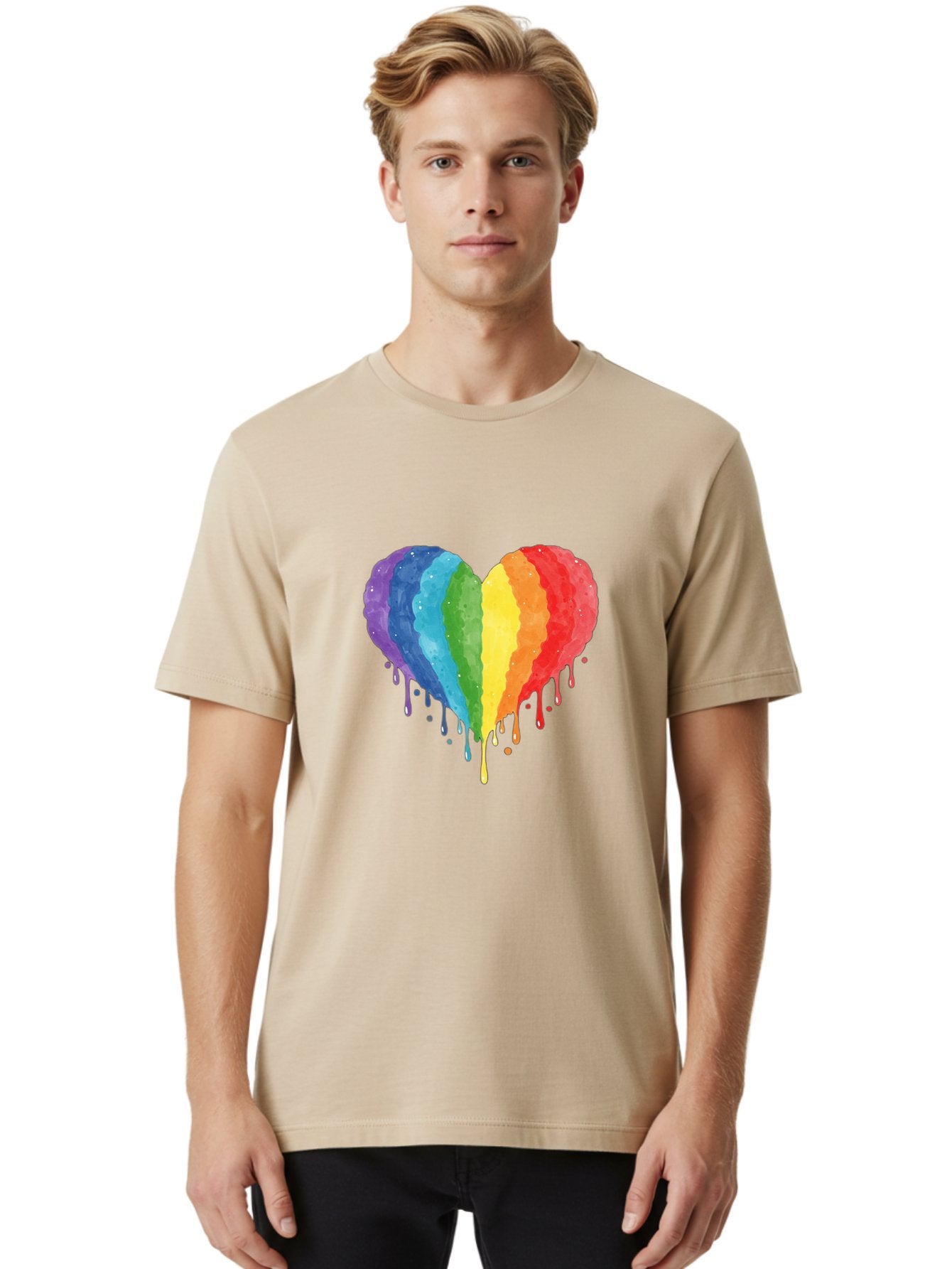 Rainbow-Melting-Heart Men'S Graphic Tee, 100% Cotton, Comfortable Casual Summer Wear, Machine Washable, Vintage Camera, Old Camera, Antique Camera, Black Camera, Classic Photography, Photography Equipment, Nostalgic Device, Film Camera, Baj744 21