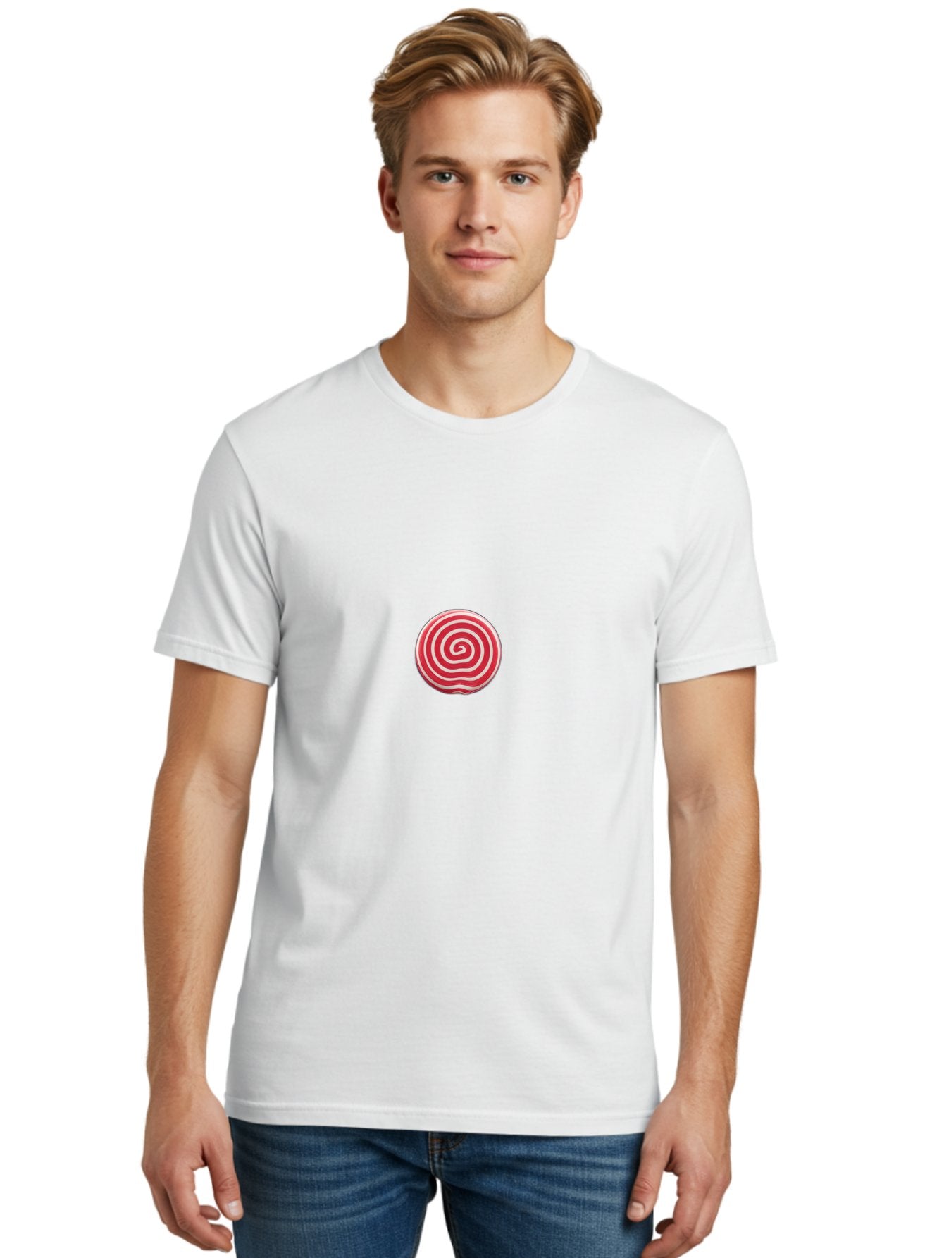 Red-And-White-Swirl-Lollipop Men'S Graphic Tee, 100% Cotton, Comfortable Casual Summer Wear, Machine Washable, Vintage Camera, Old Camera, Antique Camera, Black Camera, Classic Photography, Photography Equipment, Nostalgic Device, Film Camera, Baj747 17