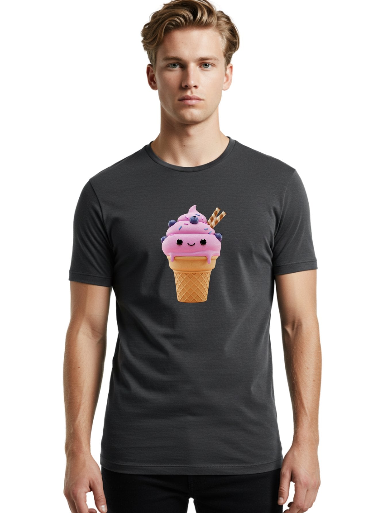 Smiling-Ice-Cream-3 Men'S Graphic Tee, 100% Cotton, Comfortable Casual Summer Wear, Machine Washable, Vintage Camera, Old Camera, Antique Camera, Black Camera, Classic Photography, Photography Equipment, Nostalgic Device, Film Camera, Baj780 19