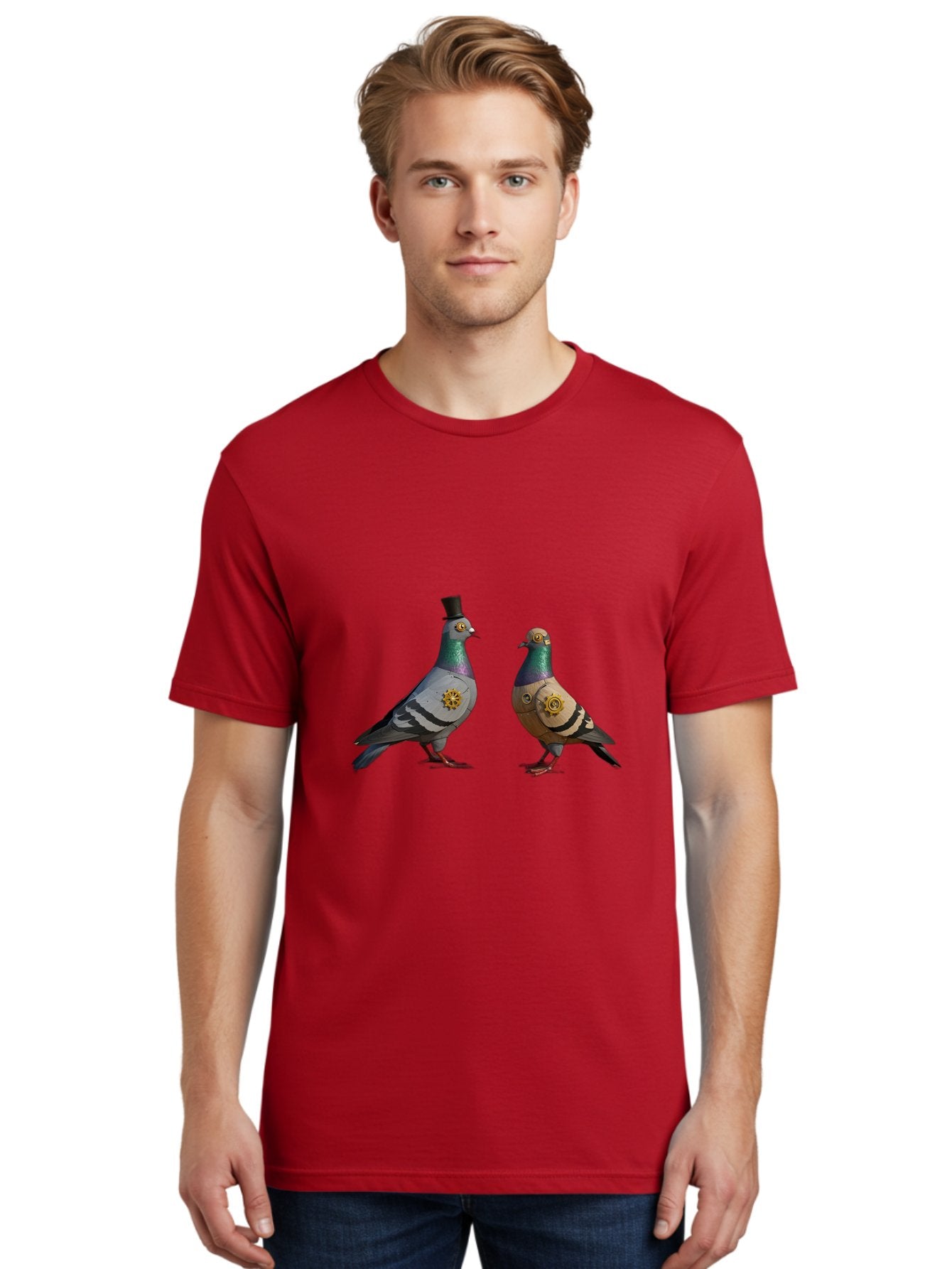 Steampunk-Pigeons Men'S Graphic Tee, 100% Cotton, Comfortable Casual Summer Wear, Machine Washable, Vintage Camera, Old Camera, Antique Camera, Black Camera, Classic Photography, Photography Equipment, Nostalgic Device, Film Camera, Camera Art Baj797 24