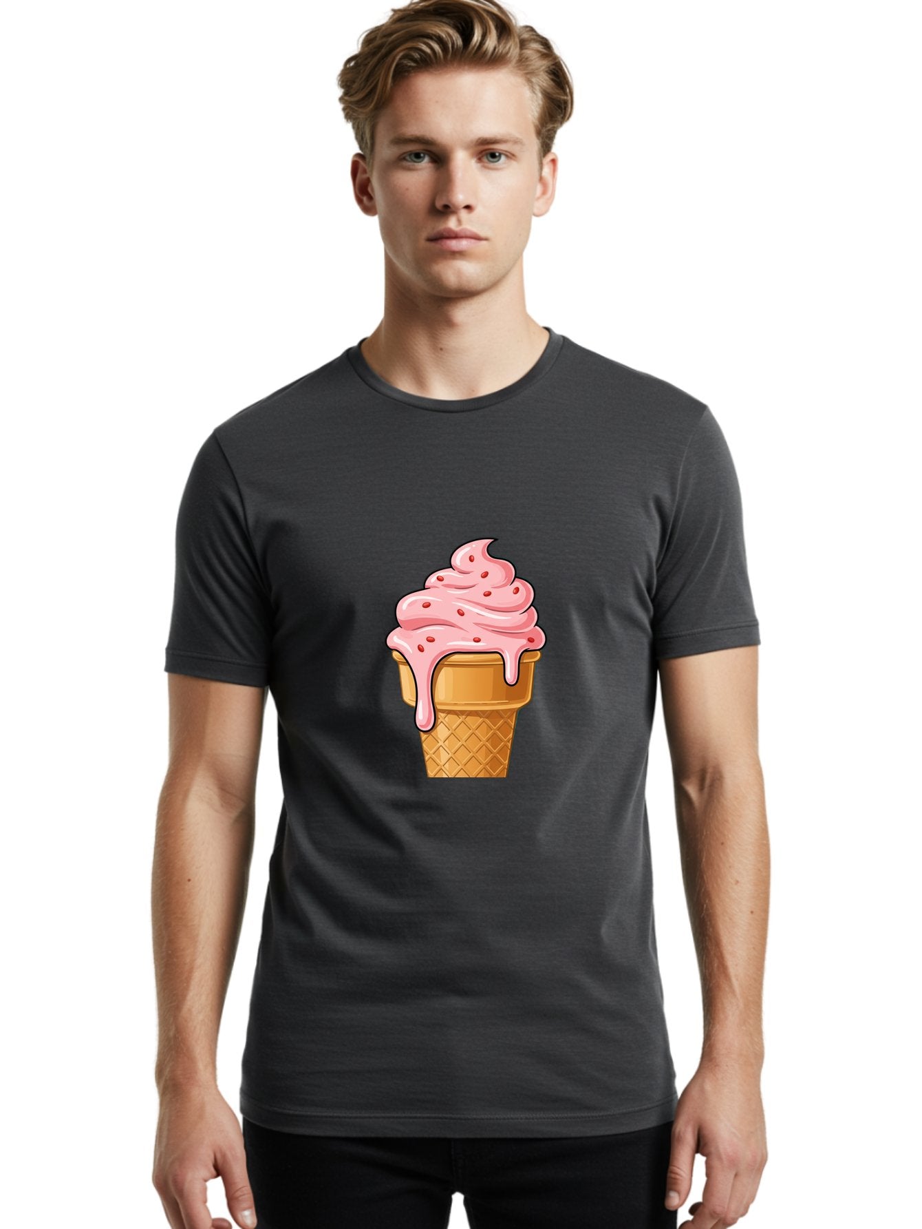 Strawberry-Ice-Cream-Cone Men'S Graphic Tee, 100% Cotton, Comfortable Casual Summer Wear, Machine Washable, Vintage Camera, Old Camera, Antique Camera, Black Camera, Classic Photography, Photography Equipment, Nostalgic Device, Film Camera, Baj802 28