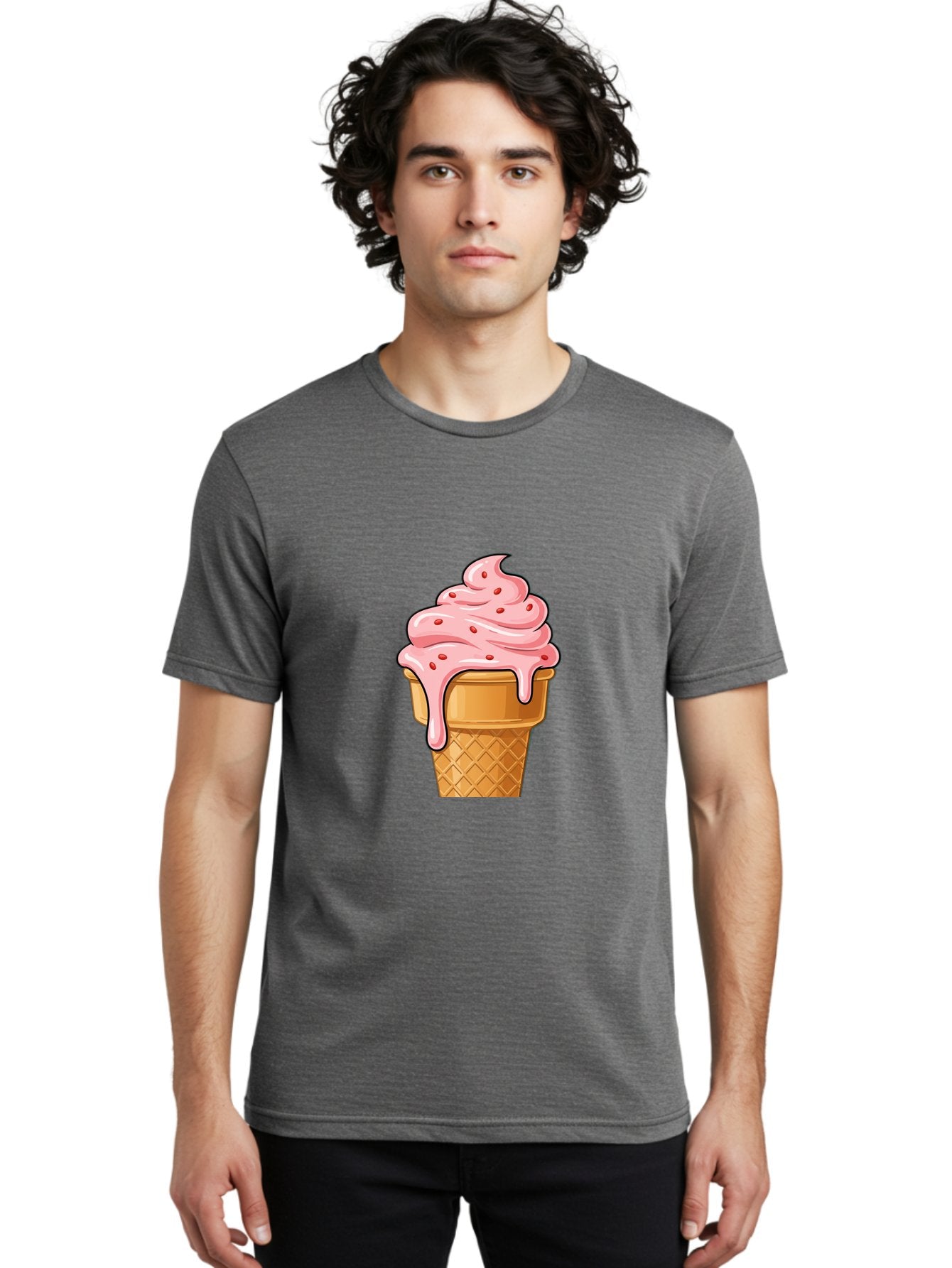 Strawberry-Ice-Cream-Cone Men'S Graphic Tee, 100% Cotton, Comfortable Casual Summer Wear, Machine Washable, Vintage Camera, Old Camera, Antique Camera, Black Camera, Classic Photography, Photography Equipment, Nostalgic Device, Film Camera, Baj802 17