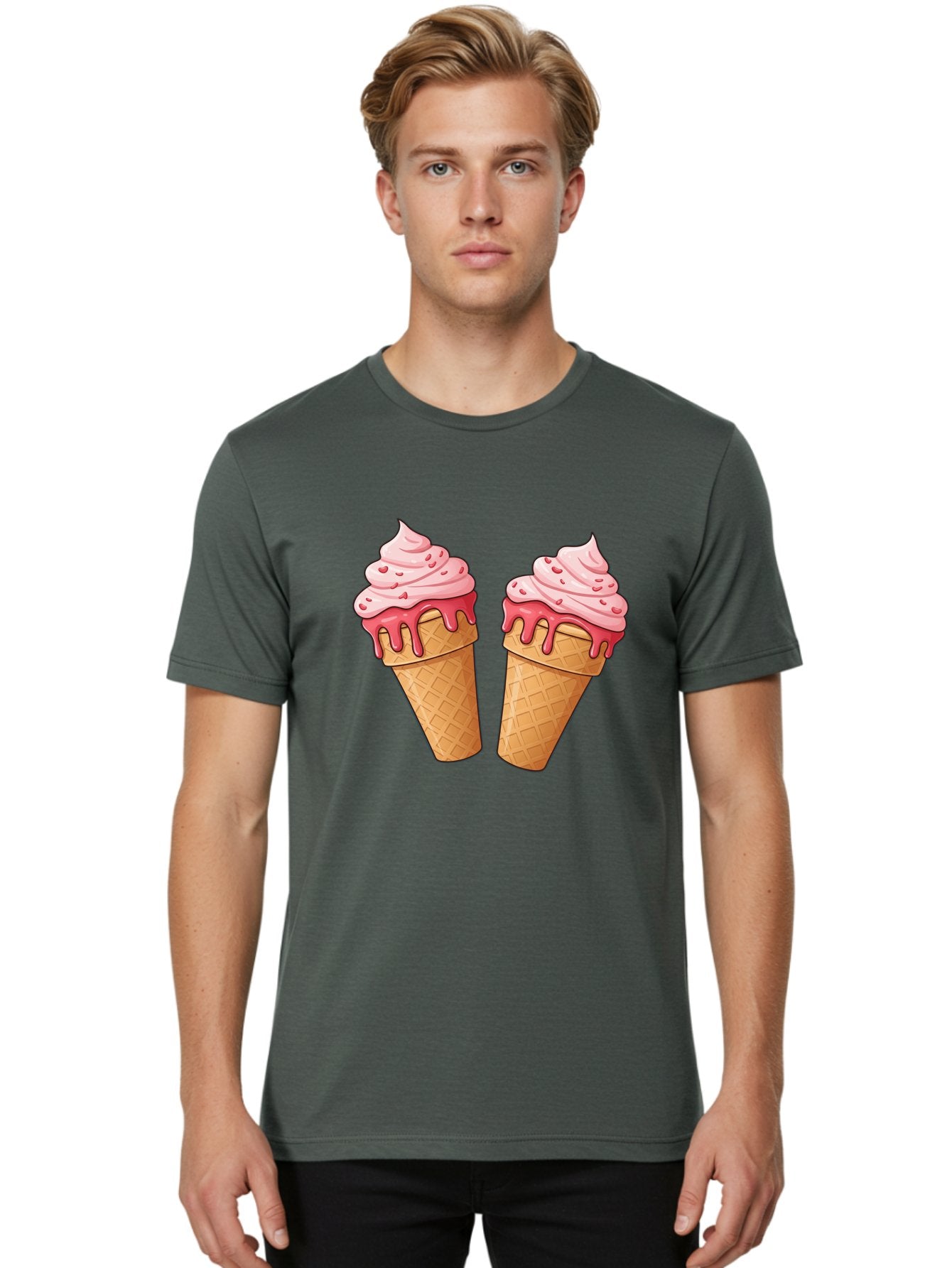Strawberry-Ice-Cream-Cones-1 Men'S Graphic Tee, 100% Cotton, Comfortable Casual Summer Wear, Machine Washable, Vintage Camera, Old Camera, Antique Camera, Black Camera, Classic Photography, Photography Equipment, Nostalgic Device, Film Camera, Baj803 26