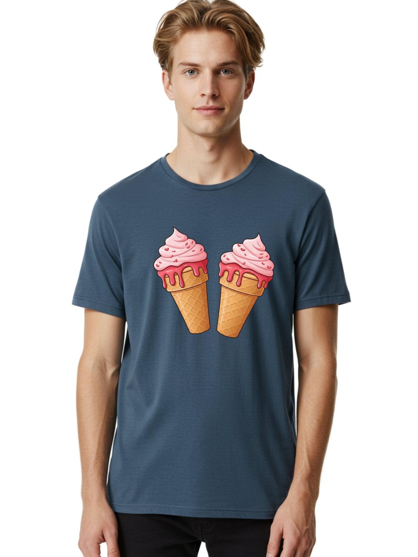 Strawberry-Ice-Cream-Cones-1 Men'S Graphic Tee, 100% Cotton, Comfortable Casual Summer Wear, Machine Washable, Vintage Camera, Old Camera, Antique Camera, Black Camera, Classic Photography, Photography Equipment, Nostalgic Device, Film Camera, Baj803 29
