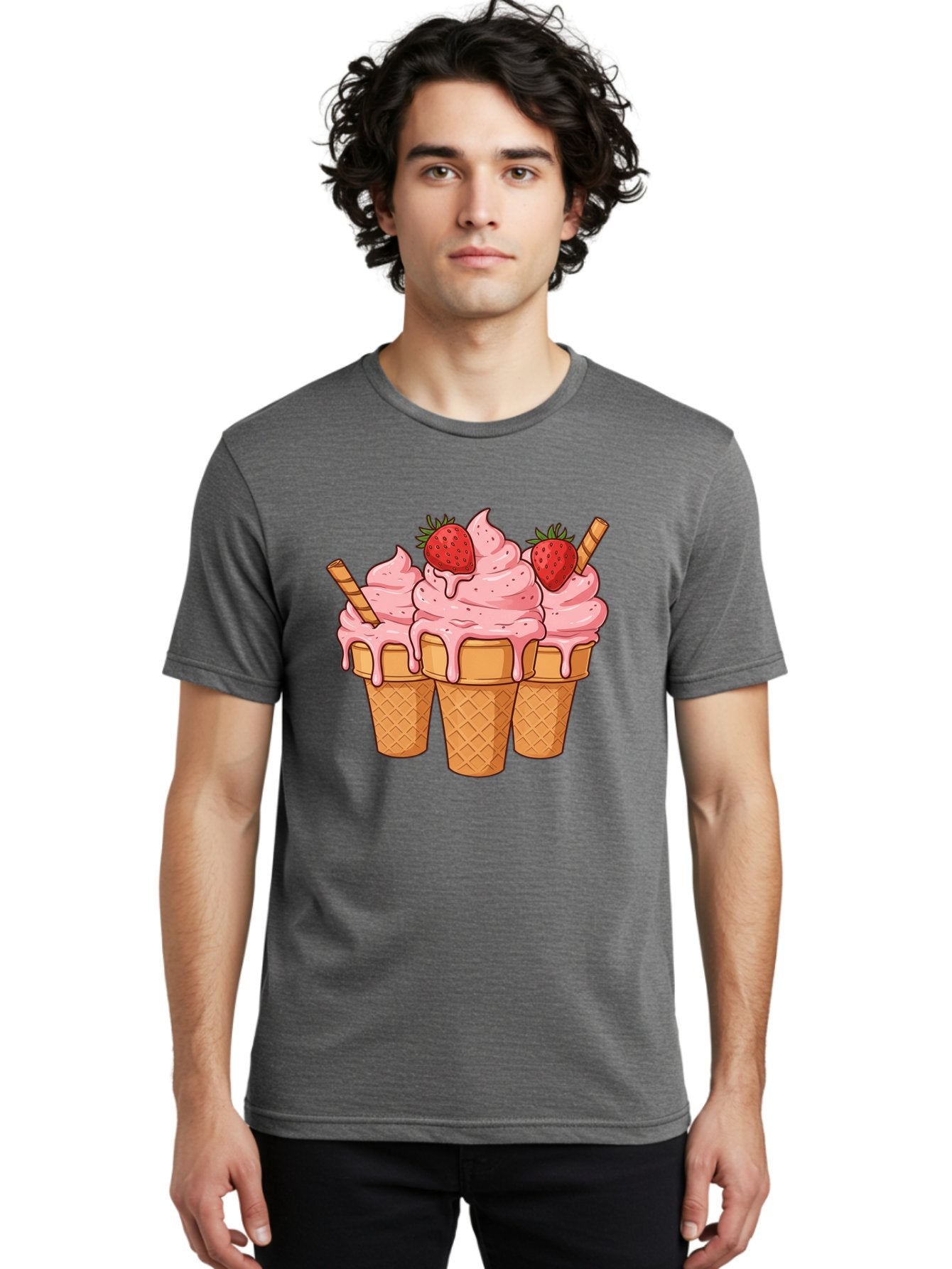Strawberry-Ice-Cream-Cones Men'S Graphic Tee, 100% Cotton, Comfortable Casual Summer Wear, Machine Washable, Vintage Camera, Old Camera, Antique Camera, Black Camera, Classic Photography, Photography Equipment, Nostalgic Device, Film Camera, Baj806 17