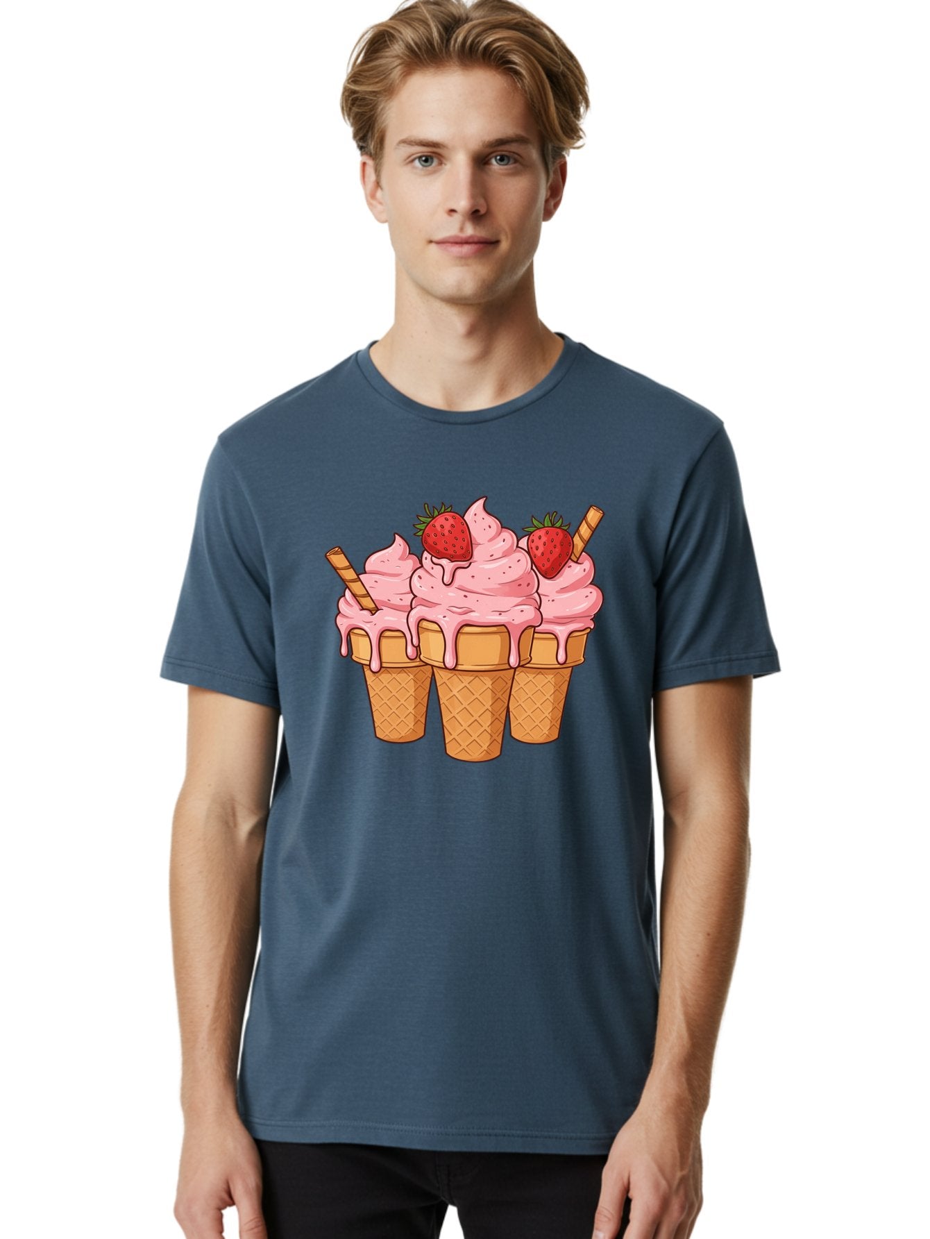 Strawberry-Ice-Cream-Cones Men'S Graphic Tee, 100% Cotton, Comfortable Casual Summer Wear, Machine Washable, Vintage Camera, Old Camera, Antique Camera, Black Camera, Classic Photography, Photography Equipment, Nostalgic Device, Film Camera, Baj806 26