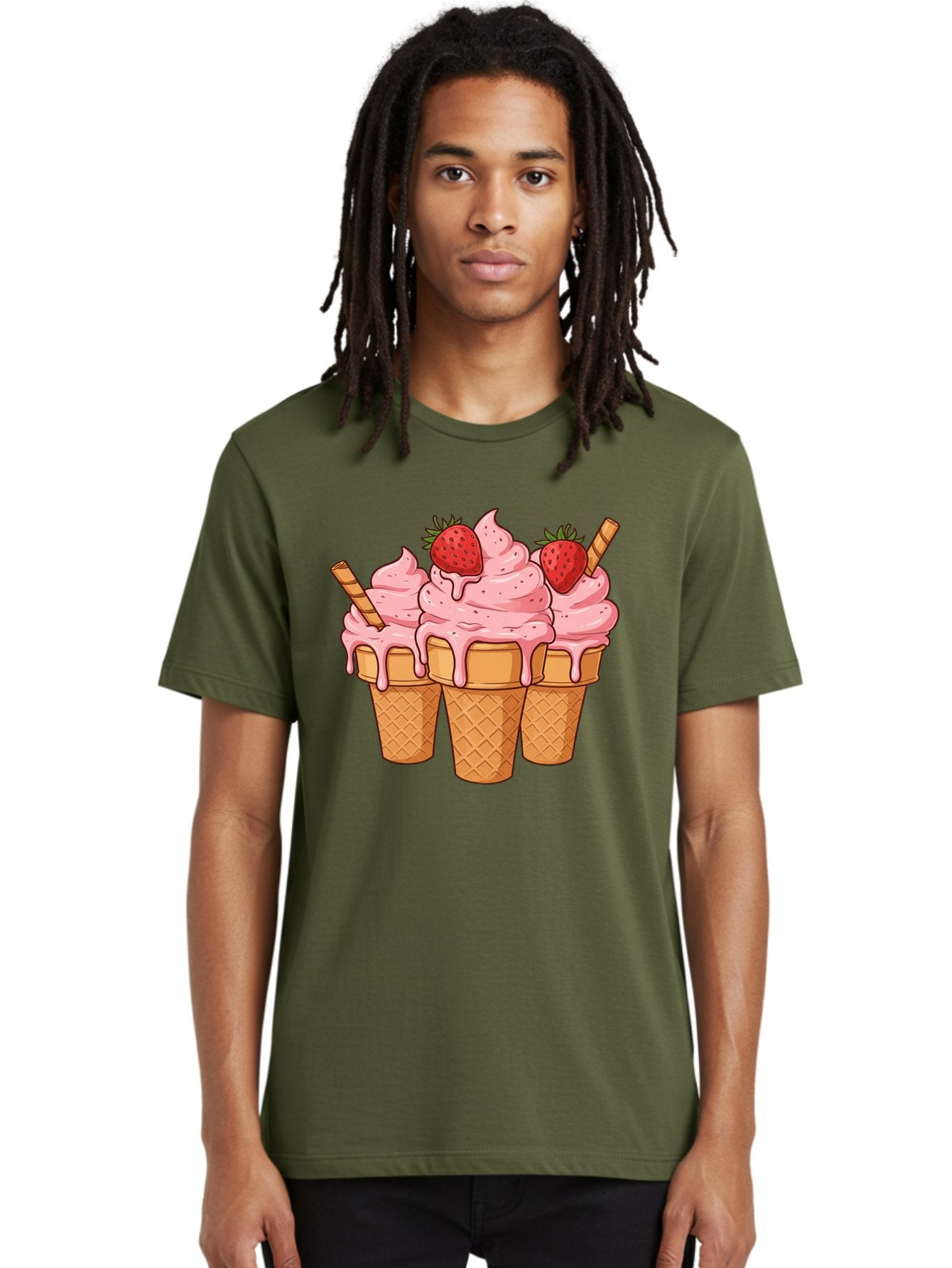Strawberry-Ice-Cream-Cones Men'S Graphic Tee, 100% Cotton, Comfortable Casual Summer Wear, Machine Washable, Vintage Camera, Old Camera, Antique Camera, Black Camera, Classic Photography, Photography Equipment, Nostalgic Device, Film Camera, Baj806 30