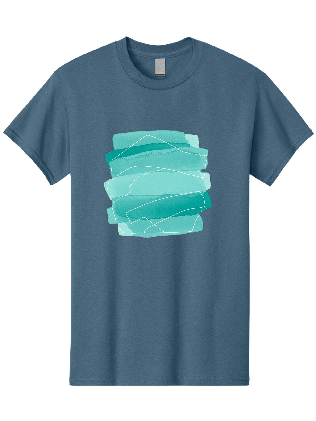 Teal-Brush-Strokes Men'S Graphic Tee, 100% Cotton, Comfortable Casual Summer Wear, Machine Washable, Vintage Camera, Old Camera, Antique Camera, Black Camera, Classic Photography, Photography Equipment, Nostalgic Device, Film Camera, Baj818 3