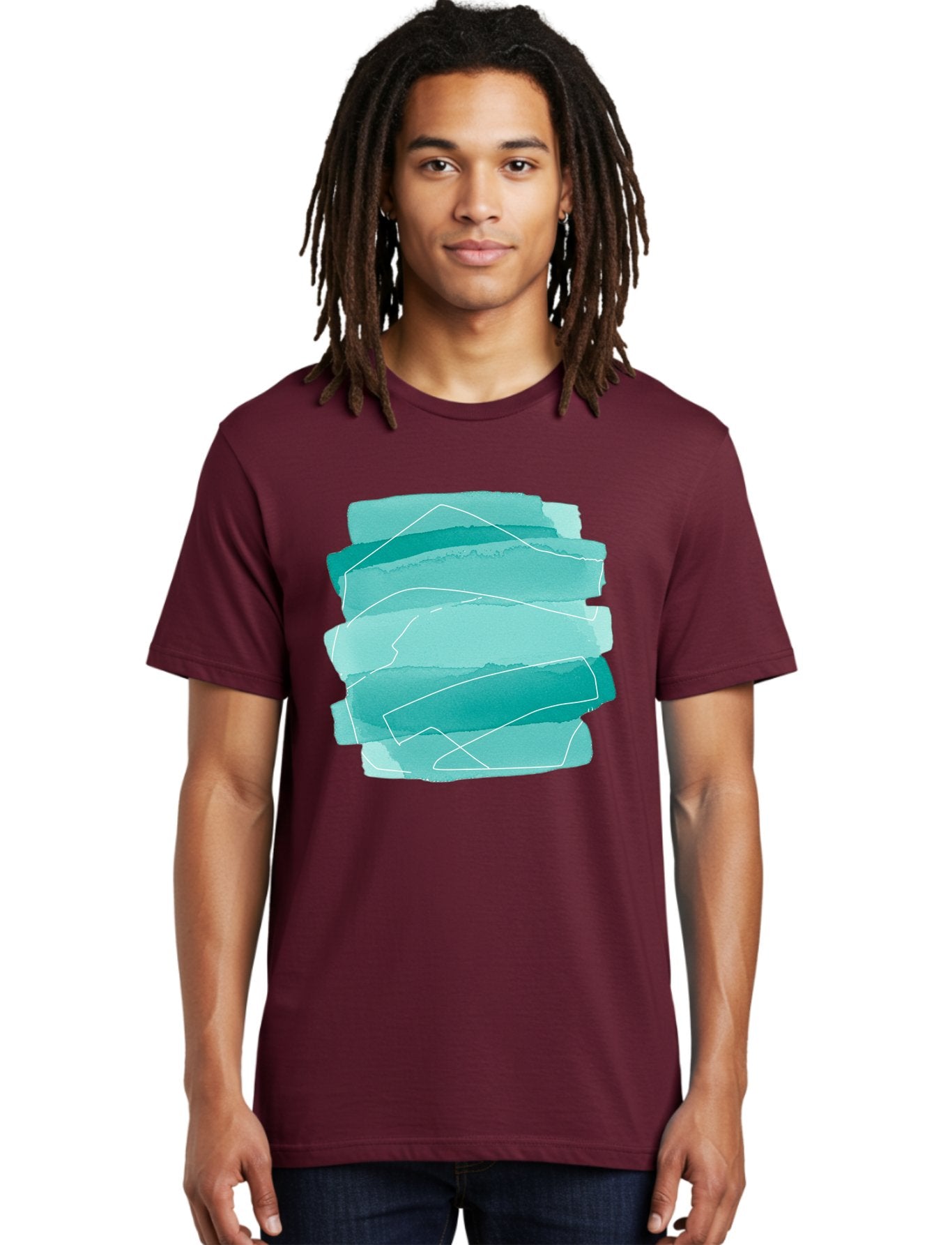 Teal-Brush-Strokes Men'S Graphic Tee, 100% Cotton, Comfortable Casual Summer Wear, Machine Washable, Vintage Camera, Old Camera, Antique Camera, Black Camera, Classic Photography, Photography Equipment, Nostalgic Device, Film Camera, Baj818 28