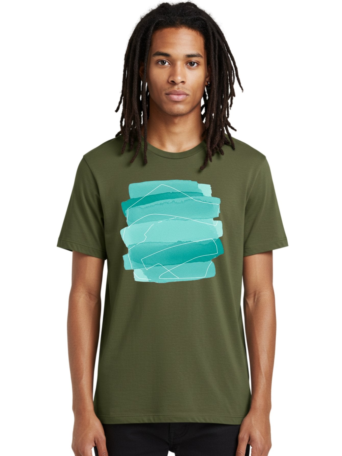 Teal-Brush-Strokes Men'S Graphic Tee, 100% Cotton, Comfortable Casual Summer Wear, Machine Washable, Vintage Camera, Old Camera, Antique Camera, Black Camera, Classic Photography, Photography Equipment, Nostalgic Device, Film Camera, Baj818 26