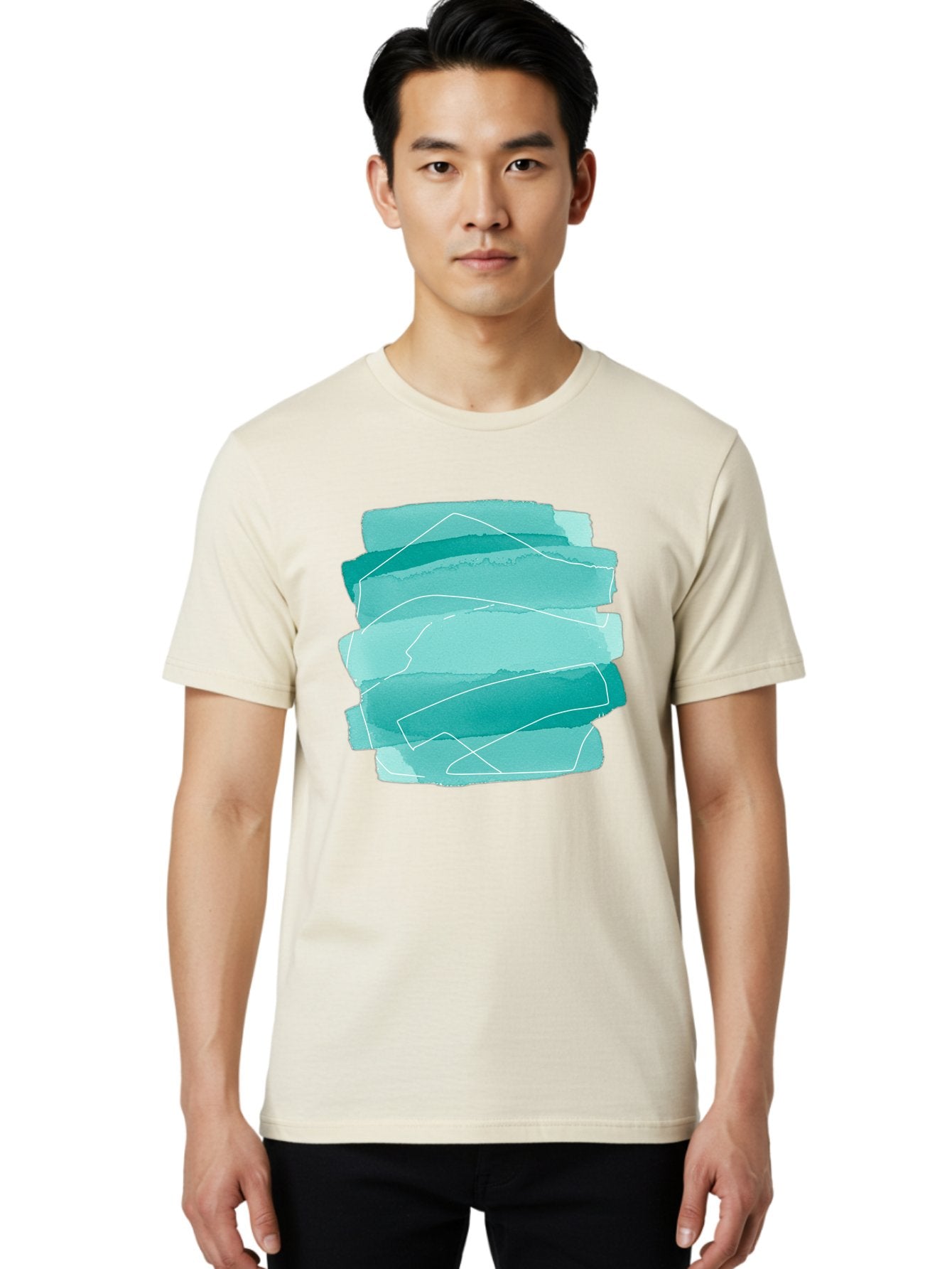 Teal-Brush-Strokes Men'S Graphic Tee, 100% Cotton, Comfortable Casual Summer Wear, Machine Washable, Vintage Camera, Old Camera, Antique Camera, Black Camera, Classic Photography, Photography Equipment, Nostalgic Device, Film Camera, Baj818 27