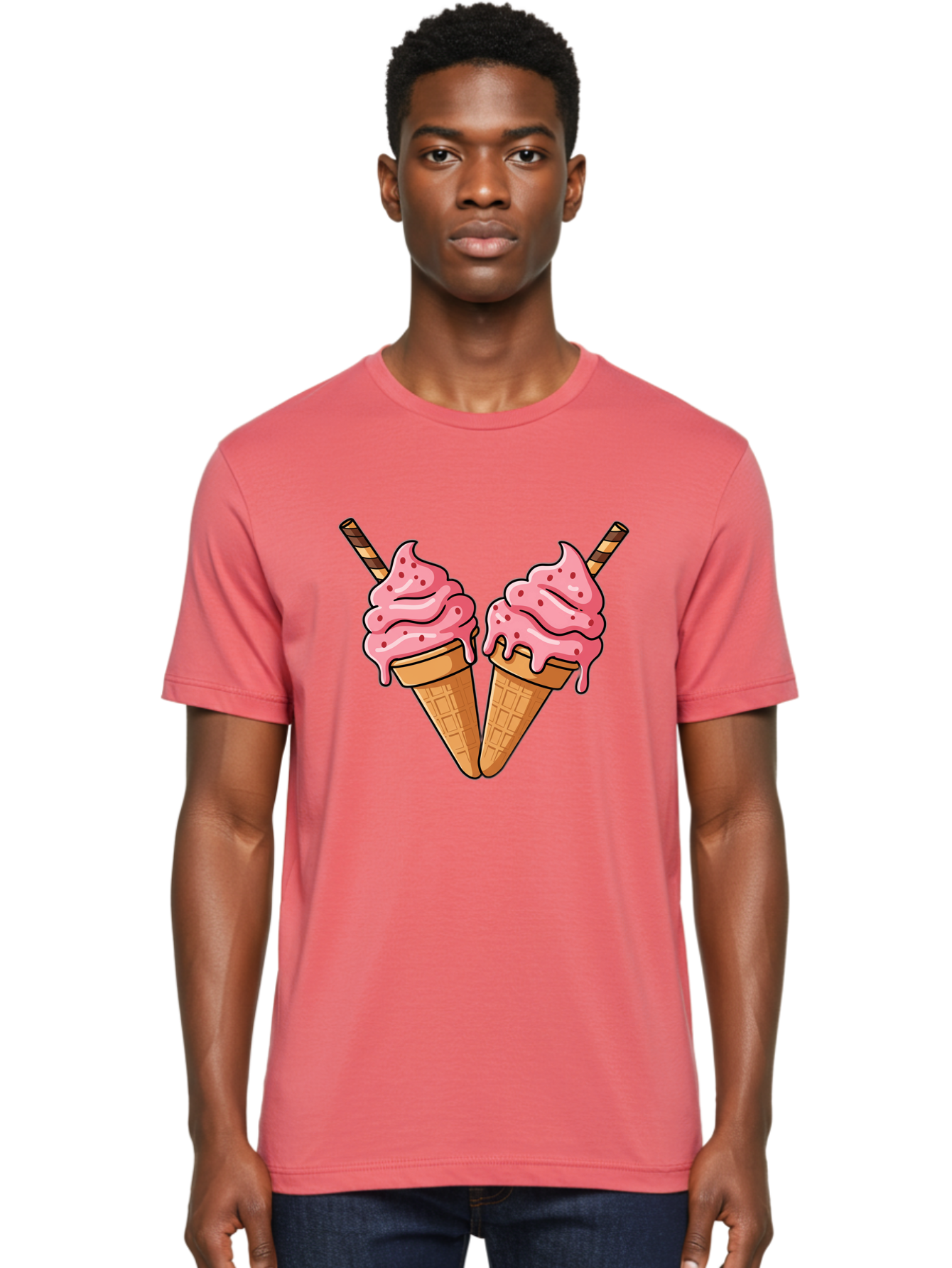 Twin-Ice-Cream-Cones Men'S Graphic Tee, 100% Cotton, Comfortable Casual Summer Wear, Machine Washable, Vintage Camera, Old Camera, Antique Camera, Black Camera, Classic Photography, Photography Equipment, Nostalgic Device, Film Camera, Baj830 26