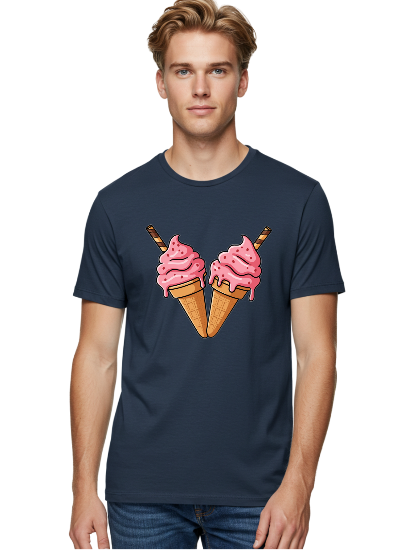 Twin-Ice-Cream-Cones Men'S Graphic Tee, 100% Cotton, Comfortable Casual Summer Wear, Machine Washable, Vintage Camera, Old Camera, Antique Camera, Black Camera, Classic Photography, Photography Equipment, Nostalgic Device, Film Camera, Baj830 17