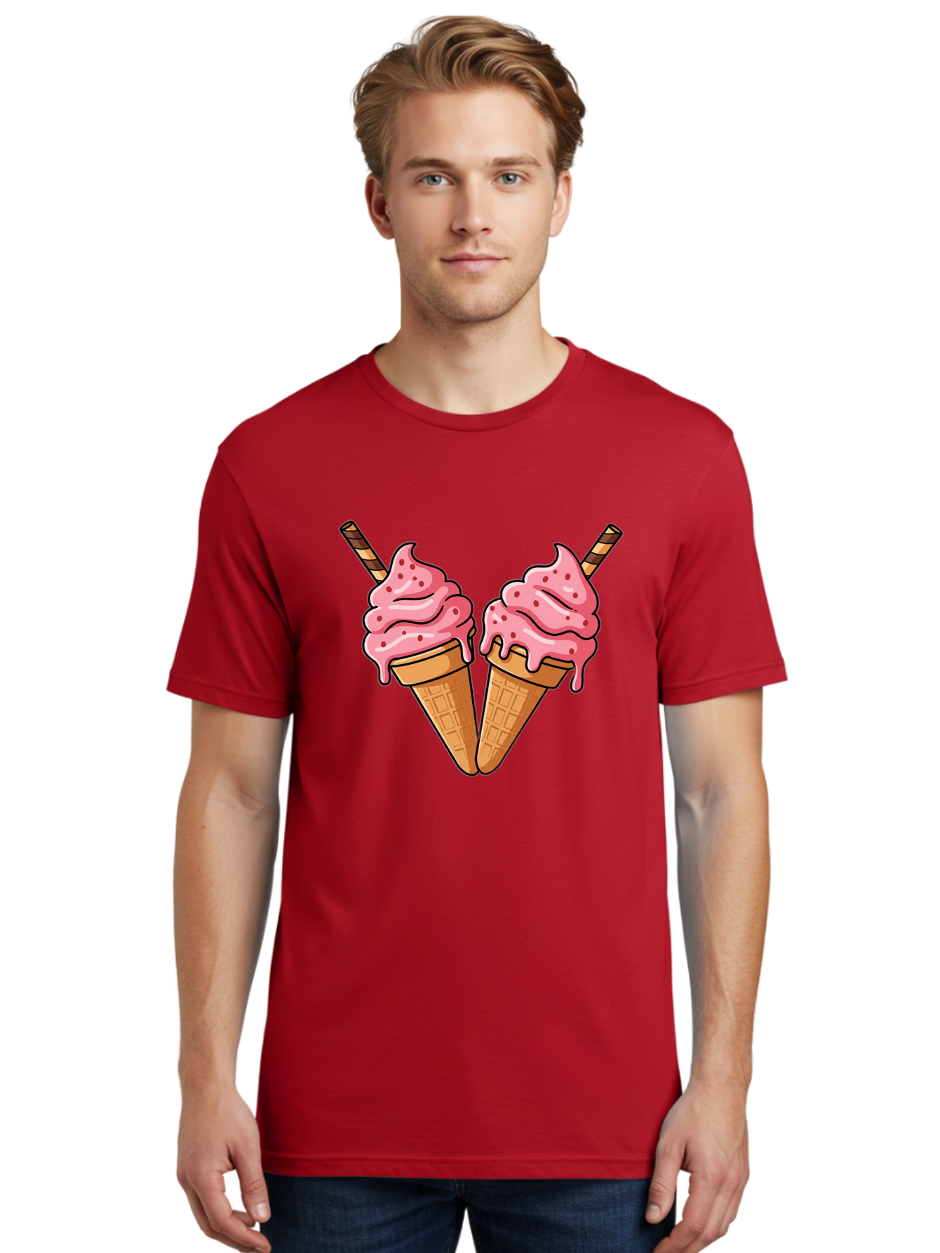 Twin-Ice-Cream-Cones Men'S Graphic Tee, 100% Cotton, Comfortable Casual Summer Wear, Machine Washable, Vintage Camera, Old Camera, Antique Camera, Black Camera, Classic Photography, Photography Equipment, Nostalgic Device, Film Camera, Baj830 22