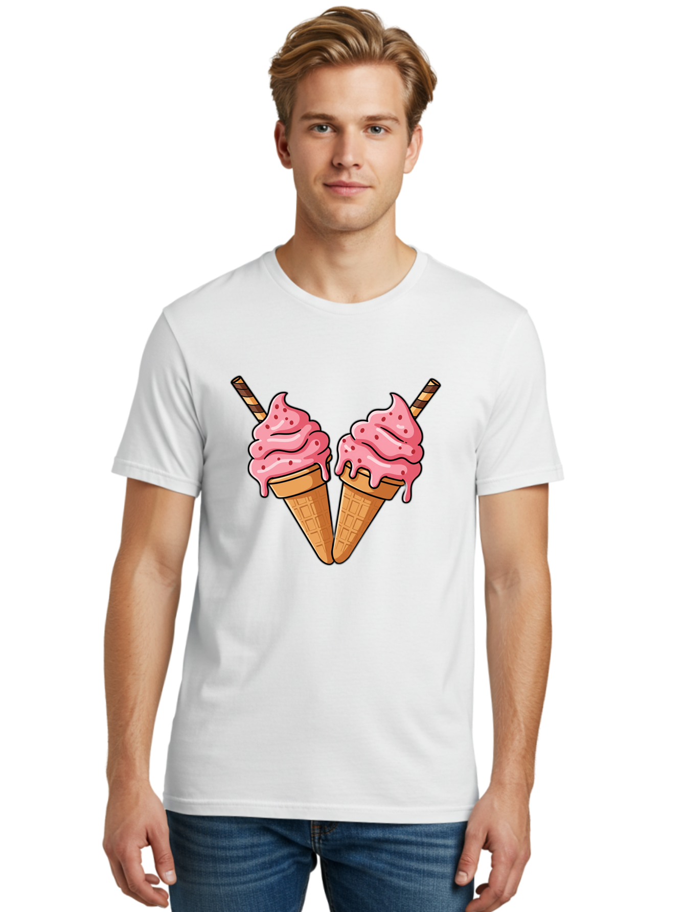 Twin-Ice-Cream-Cones Men'S Graphic Tee, 100% Cotton, Comfortable Casual Summer Wear, Machine Washable, Vintage Camera, Old Camera, Antique Camera, Black Camera, Classic Photography, Photography Equipment, Nostalgic Device, Film Camera, Baj830 25