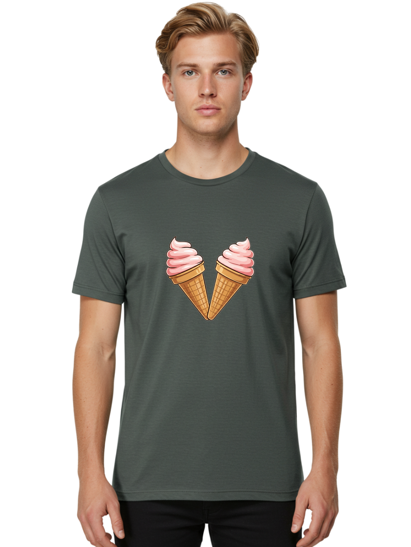 Two-Ice-Cream-Cones Men'S Graphic Tee, 100% Cotton, Comfortable Casual Summer Wear, Machine Washable, Vintage Camera, Old Camera, Antique Camera, Black Camera, Classic Photography, Photography Equipment, Nostalgic Device, Film Camera, Baj833 28