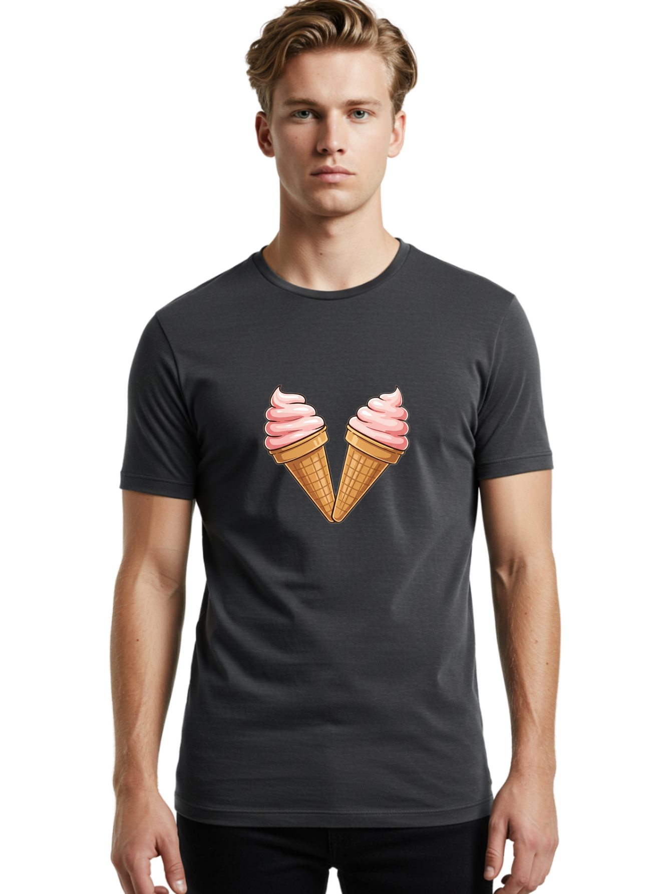 Two-Ice-Cream-Cones Men'S Graphic Tee, 100% Cotton, Comfortable Casual Summer Wear, Machine Washable, Vintage Camera, Old Camera, Antique Camera, Black Camera, Classic Photography, Photography Equipment, Nostalgic Device, Film Camera, Baj833 26