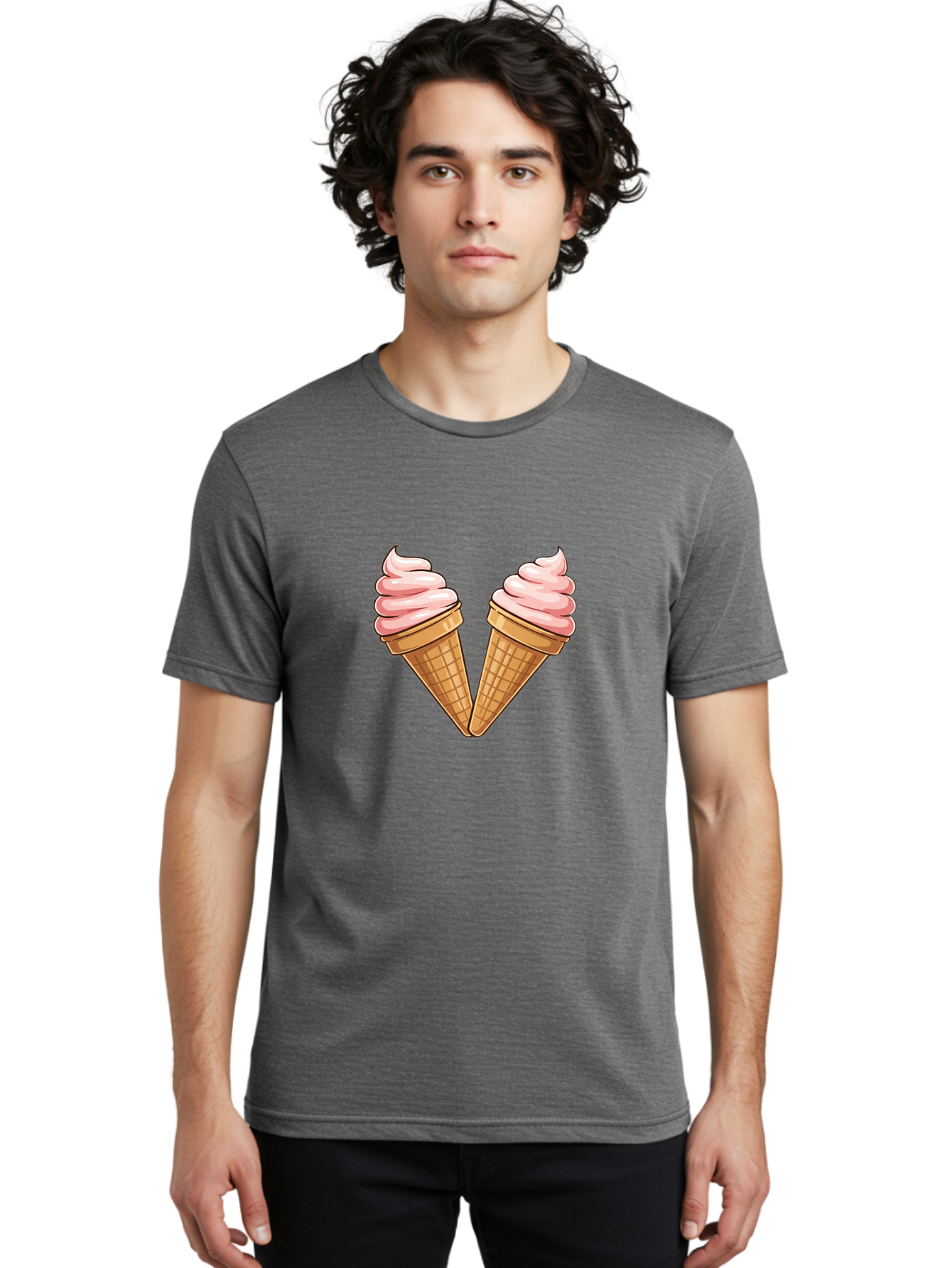 Two-Ice-Cream-Cones Men'S Graphic Tee, 100% Cotton, Comfortable Casual Summer Wear, Machine Washable, Vintage Camera, Old Camera, Antique Camera, Black Camera, Classic Photography, Photography Equipment, Nostalgic Device, Film Camera, Baj833 25