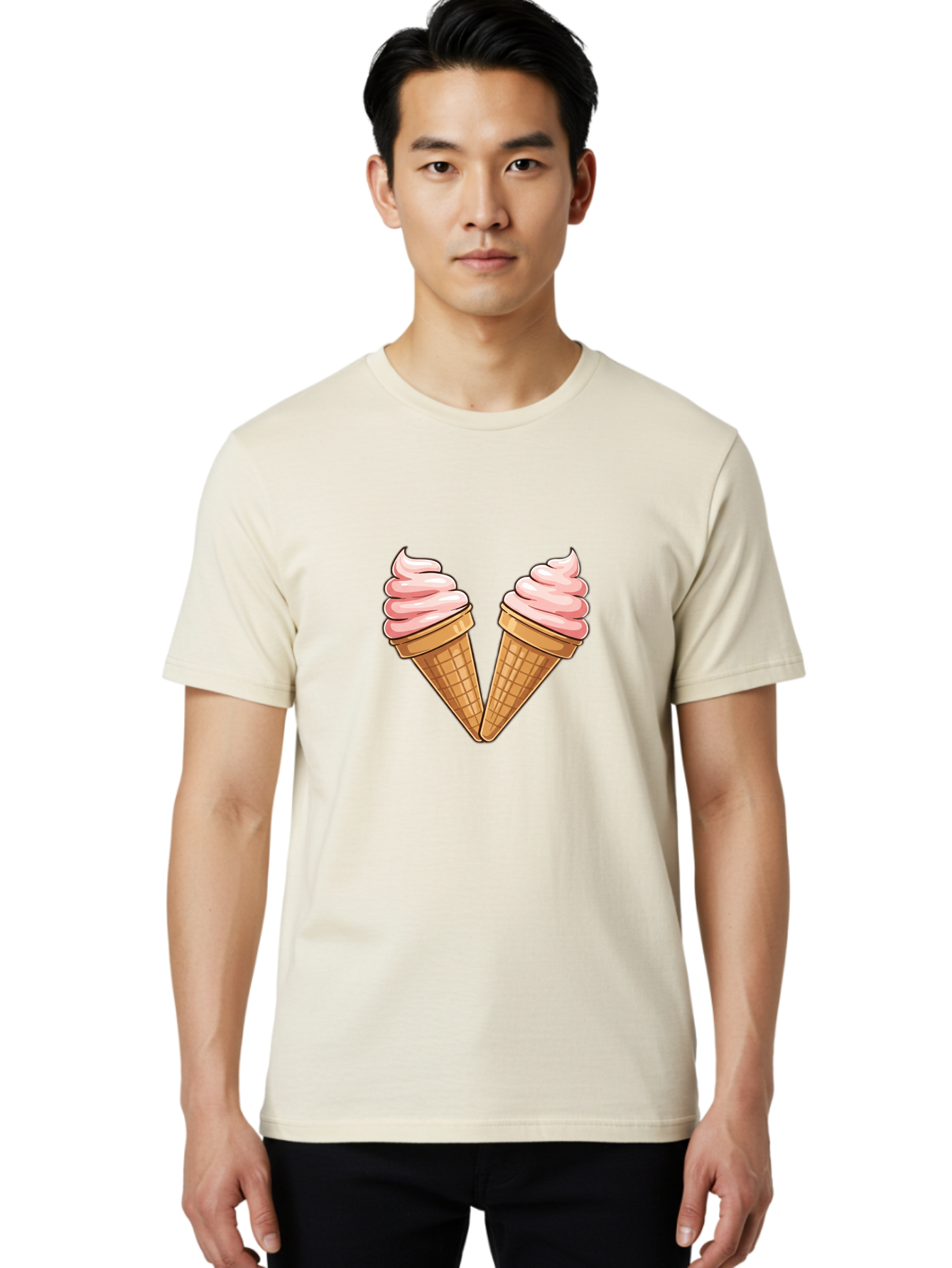 Two-Ice-Cream-Cones Men'S Graphic Tee, 100% Cotton, Comfortable Casual Summer Wear, Machine Washable, Vintage Camera, Old Camera, Antique Camera, Black Camera, Classic Photography, Photography Equipment, Nostalgic Device, Film Camera, Baj833 29