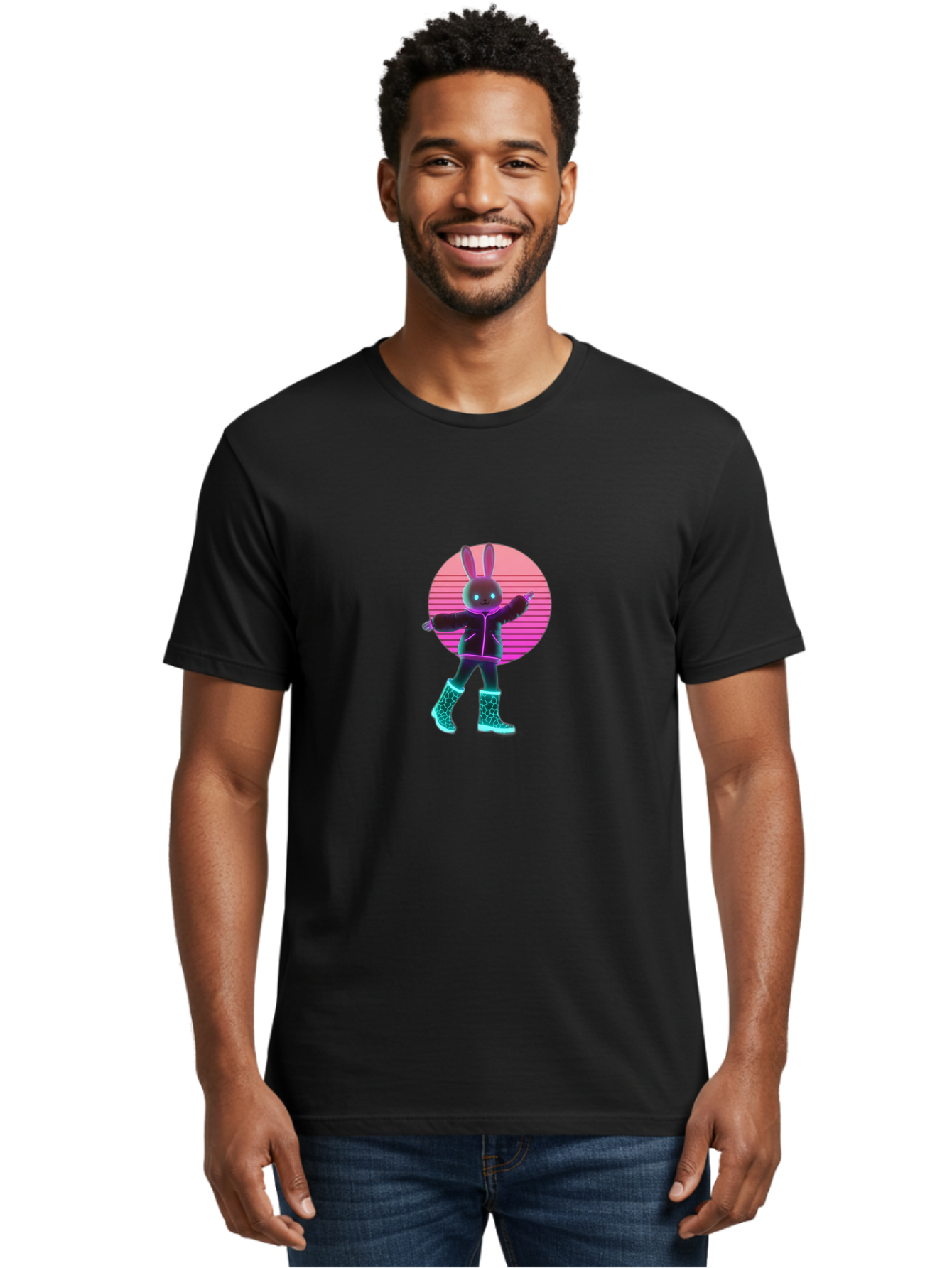 Vaporwave-Bunny Men'S Graphic Tee, 100% Cotton, Comfortable Casual Summer Wear, Machine Washable, Vintage Camera, Old Camera, Antique Camera, Black Camera, Classic Photography, Photography Equipment, Nostalgic Device, Film Camera, Camera Art Baj837 29
