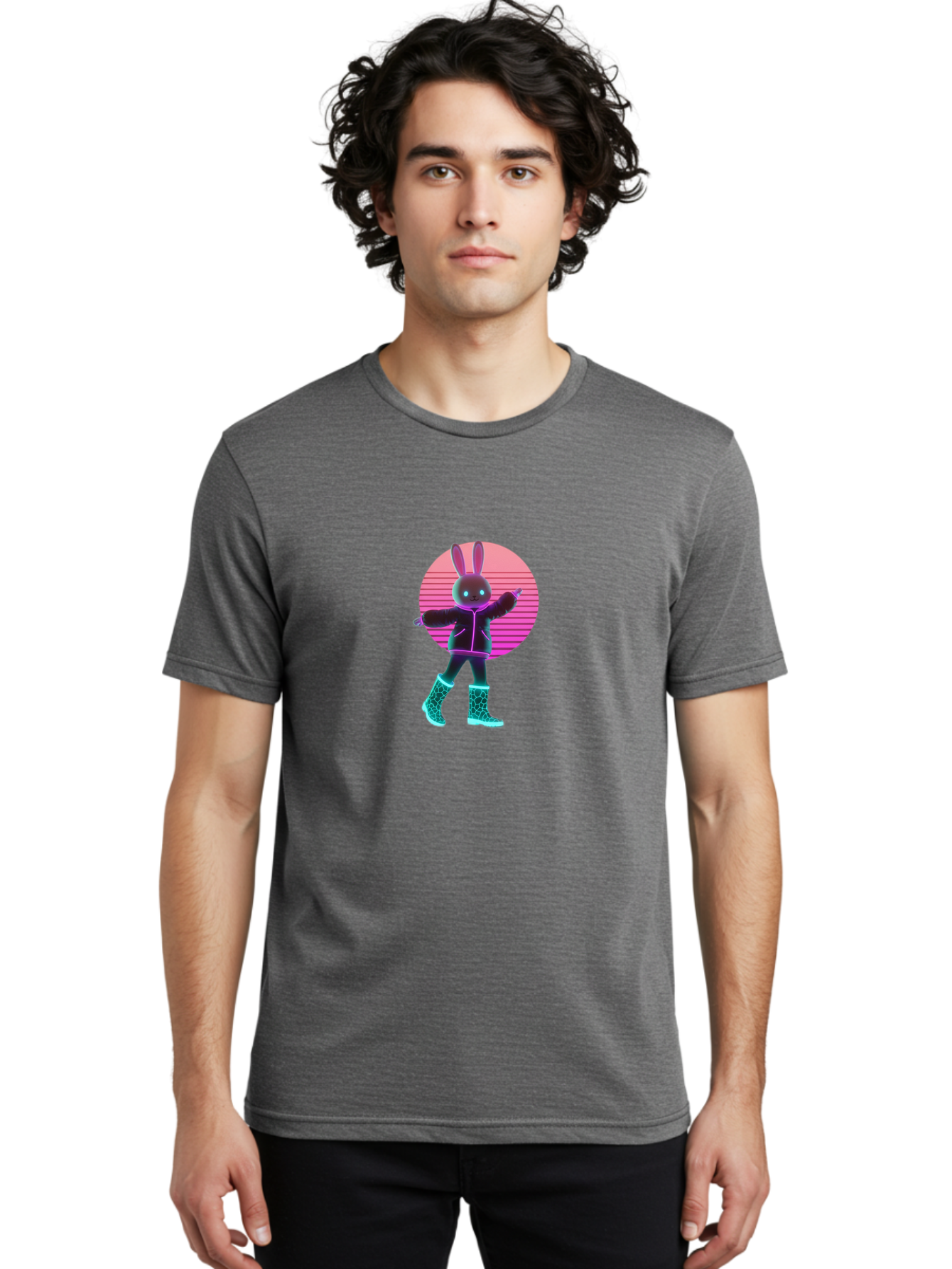 Vaporwave-Bunny Men'S Graphic Tee, 100% Cotton, Comfortable Casual Summer Wear, Machine Washable, Vintage Camera, Old Camera, Antique Camera, Black Camera, Classic Photography, Photography Equipment, Nostalgic Device, Film Camera, Camera Art Baj837 23
