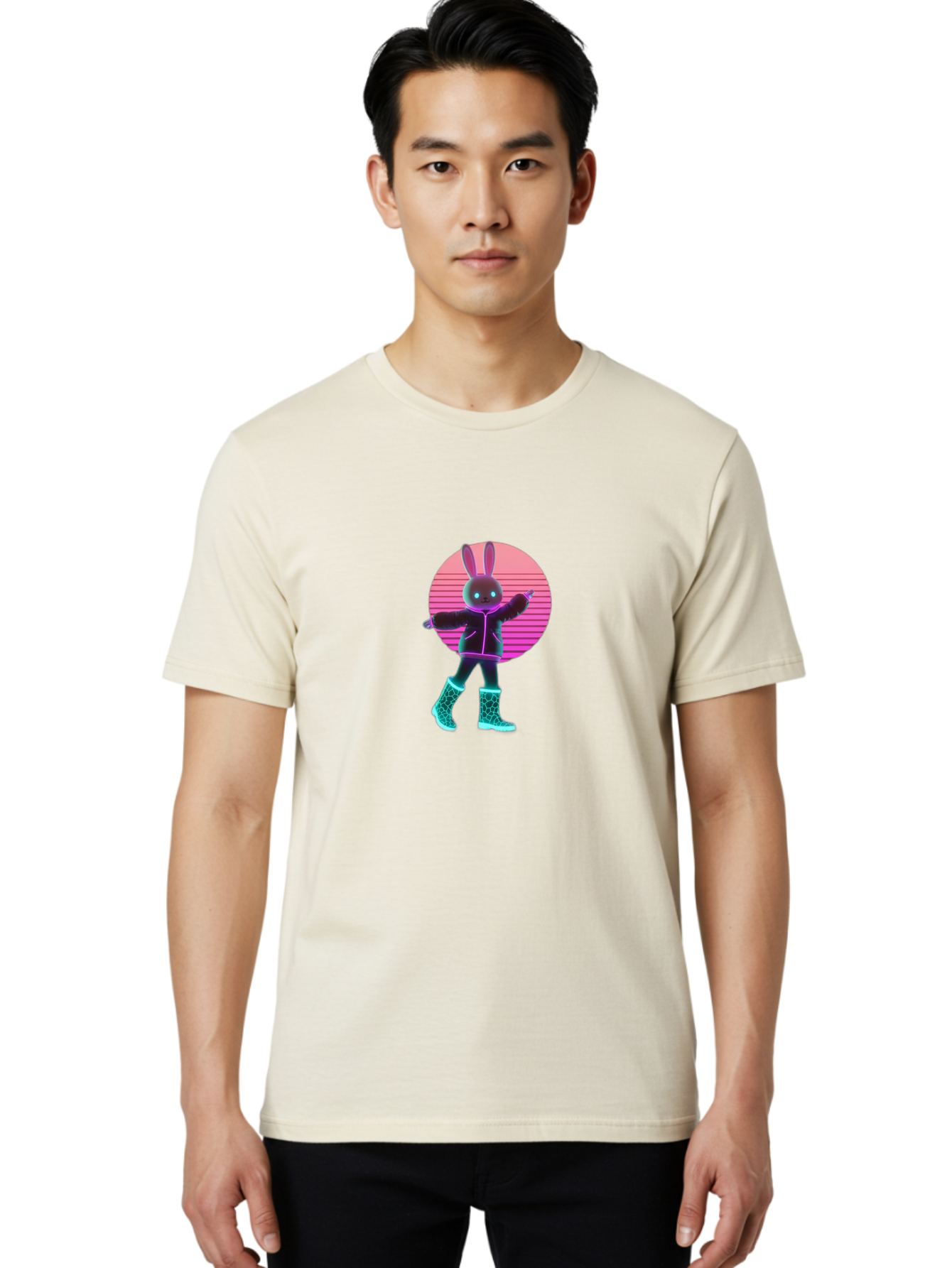 Vaporwave-Bunny Men'S Graphic Tee, 100% Cotton, Comfortable Casual Summer Wear, Machine Washable, Vintage Camera, Old Camera, Antique Camera, Black Camera, Classic Photography, Photography Equipment, Nostalgic Device, Film Camera, Camera Art Baj837 16