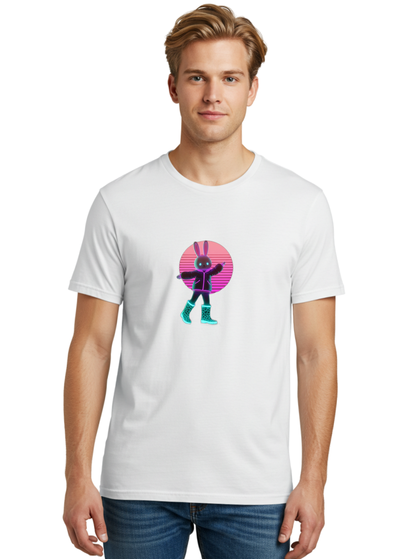 Vaporwave-Bunny Men'S Graphic Tee, 100% Cotton, Comfortable Casual Summer Wear, Machine Washable, Vintage Camera, Old Camera, Antique Camera, Black Camera, Classic Photography, Photography Equipment, Nostalgic Device, Film Camera, Camera Art Baj837 21
