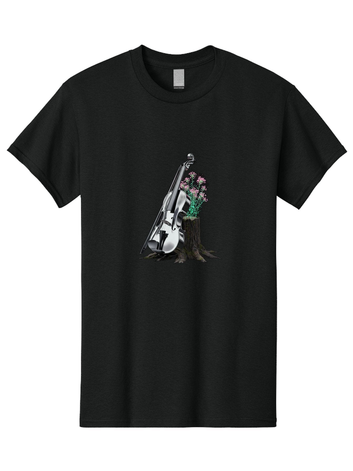 Violin-On-Tree-Stump-1 Men'S Graphic Tee, 100% Cotton, Comfortable Casual Summer Wear, Machine Washable, Vintage Camera, Old Camera, Antique Camera, Black Camera, Classic Photography, Photography Equipment, Nostalgic Device, Film Camera, Baj851 6