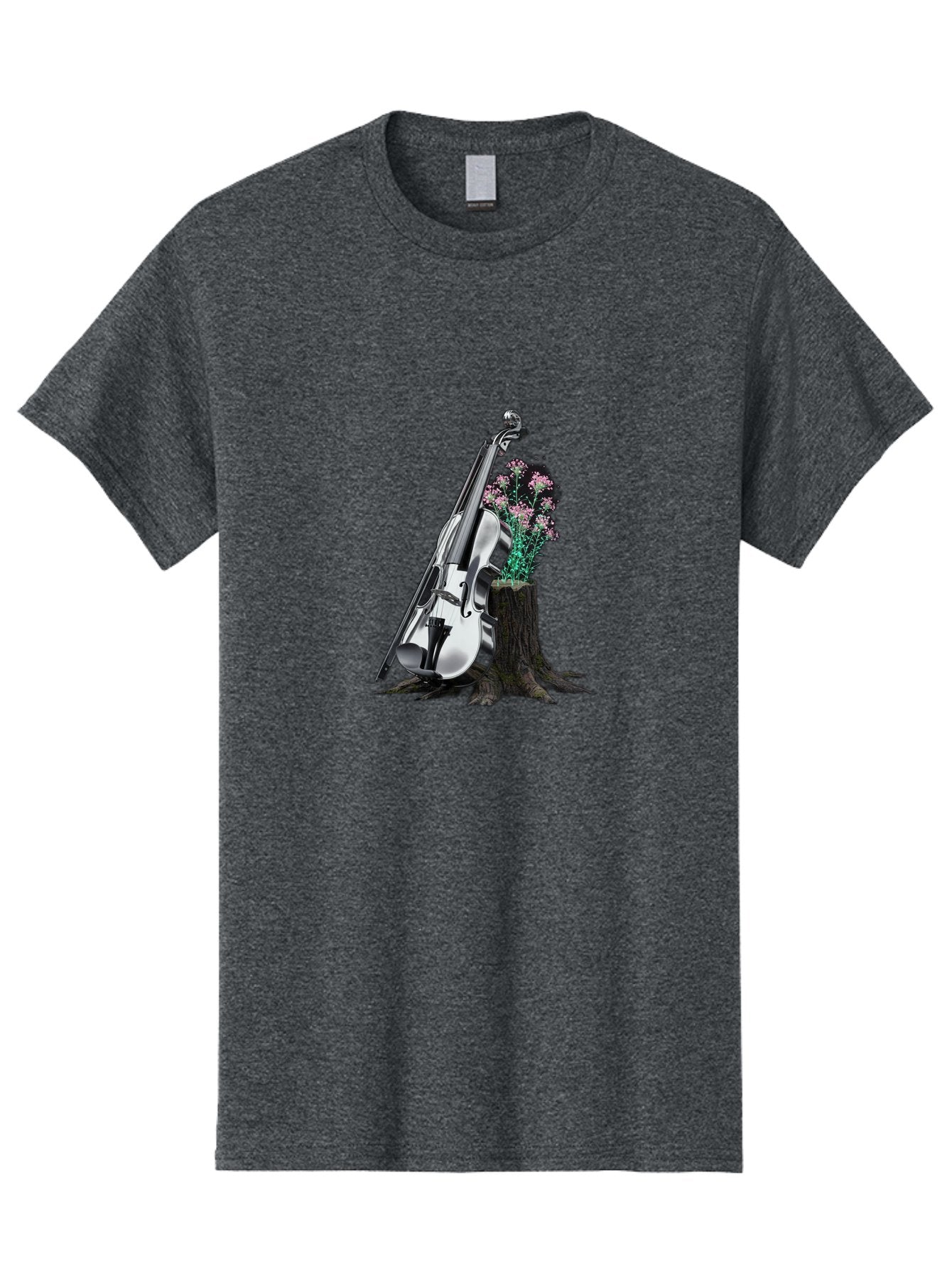 Violin-On-Tree-Stump-1 Men'S Graphic Tee, 100% Cotton, Comfortable Casual Summer Wear, Machine Washable, Vintage Camera, Old Camera, Antique Camera, Black Camera, Classic Photography, Photography Equipment, Nostalgic Device, Film Camera, Baj851