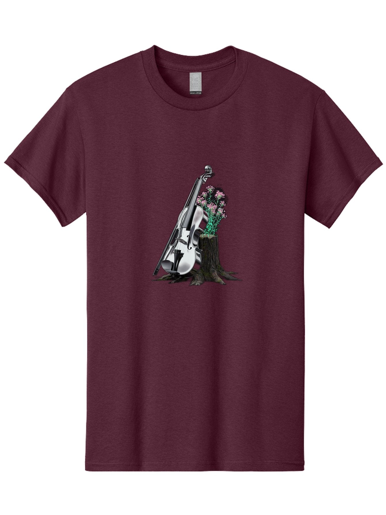 Violin-On-Tree-Stump-1 Men'S Graphic Tee, 100% Cotton, Comfortable Casual Summer Wear, Machine Washable, Vintage Camera, Old Camera, Antique Camera, Black Camera, Classic Photography, Photography Equipment, Nostalgic Device, Film Camera, Baj851 7