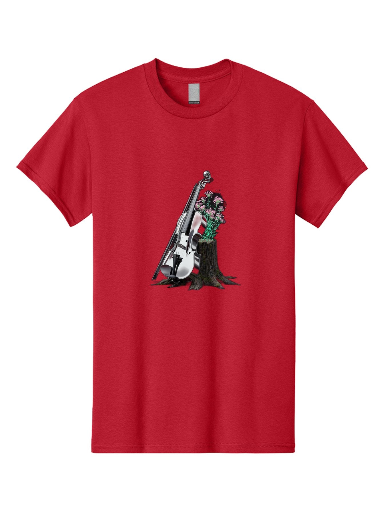 Violin-On-Tree-Stump-1 Men'S Graphic Tee, 100% Cotton, Comfortable Casual Summer Wear, Machine Washable, Vintage Camera, Old Camera, Antique Camera, Black Camera, Classic Photography, Photography Equipment, Nostalgic Device, Film Camera, Baj851 13