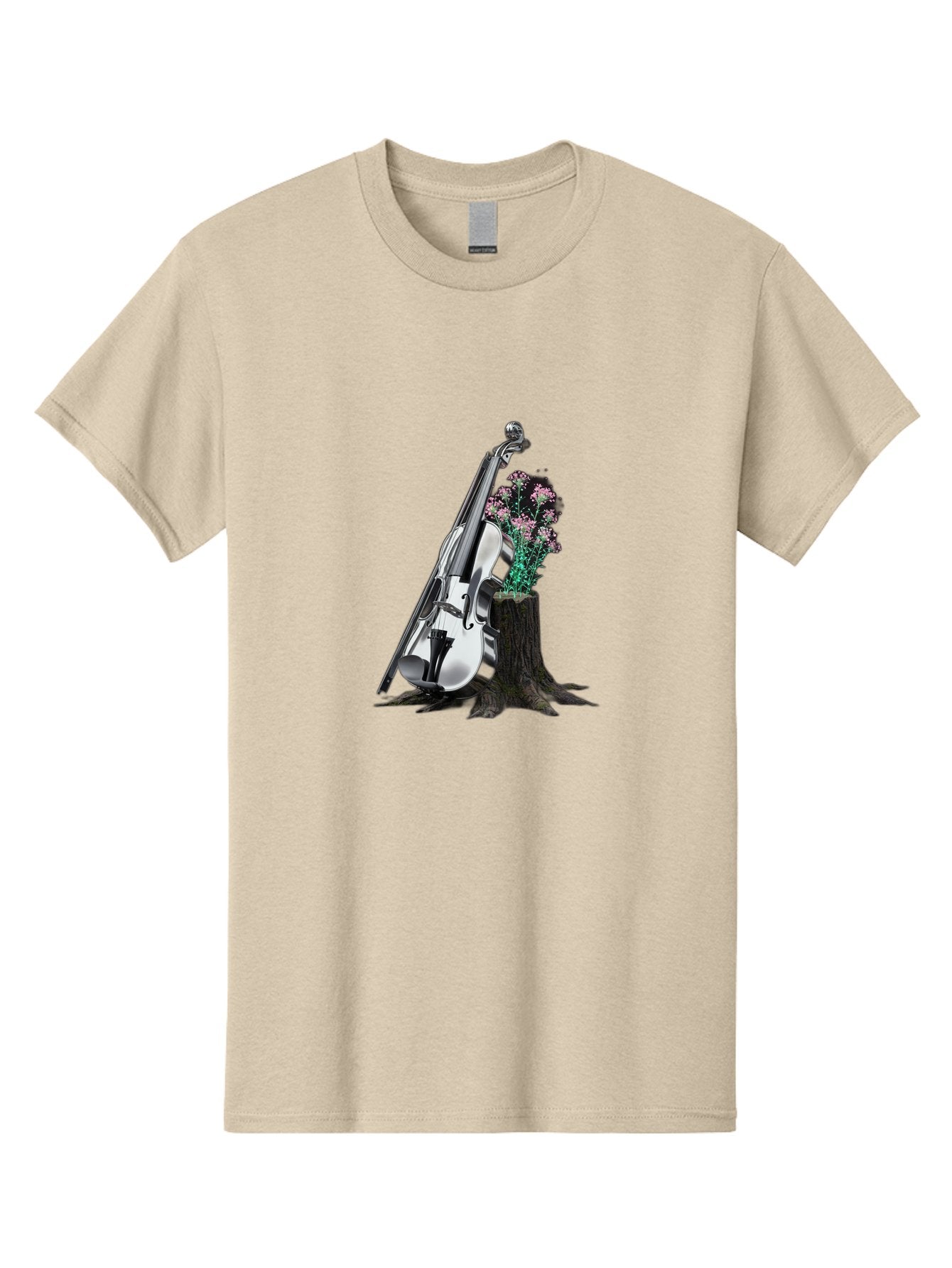 Violin-On-Tree-Stump-1 Men'S Graphic Tee, 100% Cotton, Comfortable Casual Summer Wear, Machine Washable, Vintage Camera, Old Camera, Antique Camera, Black Camera, Classic Photography, Photography Equipment, Nostalgic Device, Film Camera, Baj851