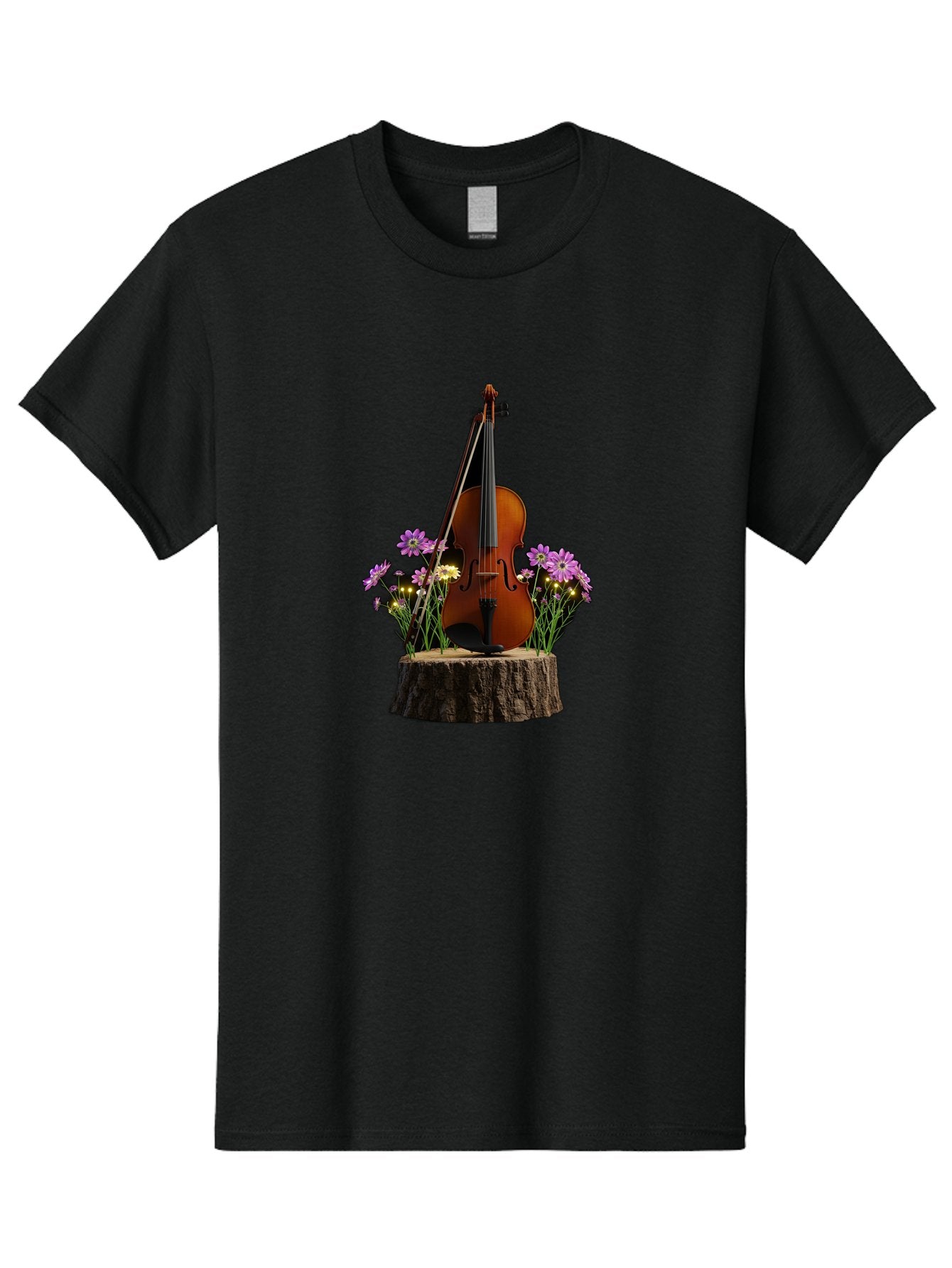 Violin-On-Tree-Stump-2 Men'S Graphic Tee, 100% Cotton, Comfortable Casual Summer Wear, Machine Washable, Vintage Camera, Old Camera, Antique Camera, Black Camera, Classic Photography, Photography Equipment, Nostalgic Device, Film Camera, Baj852 3