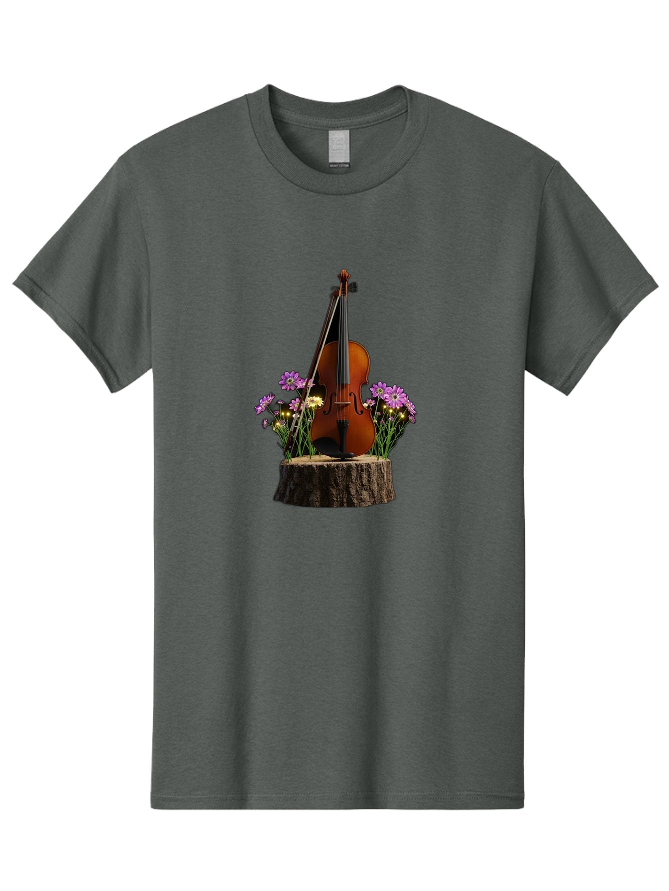 Violin-On-Tree-Stump-2 Men'S Graphic Tee, 100% Cotton, Comfortable Casual Summer Wear, Machine Washable, Vintage Camera, Old Camera, Antique Camera, Black Camera, Classic Photography, Photography Equipment, Nostalgic Device, Film Camera, Baj852 15