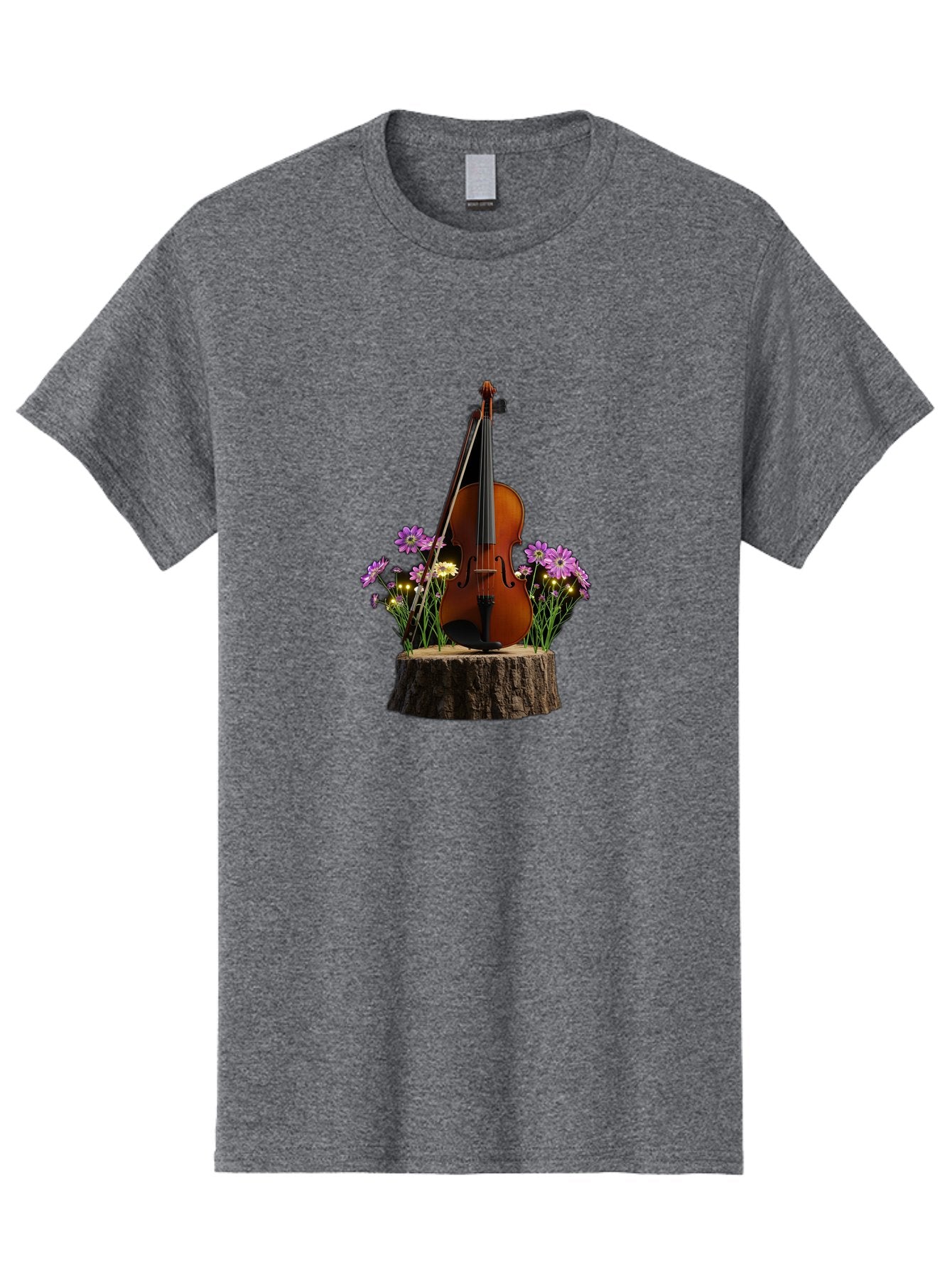 Violin-On-Tree-Stump-2 Men'S Graphic Tee, 100% Cotton, Comfortable Casual Summer Wear, Machine Washable, Vintage Camera, Old Camera, Antique Camera, Black Camera, Classic Photography, Photography Equipment, Nostalgic Device, Film Camera, Baj852