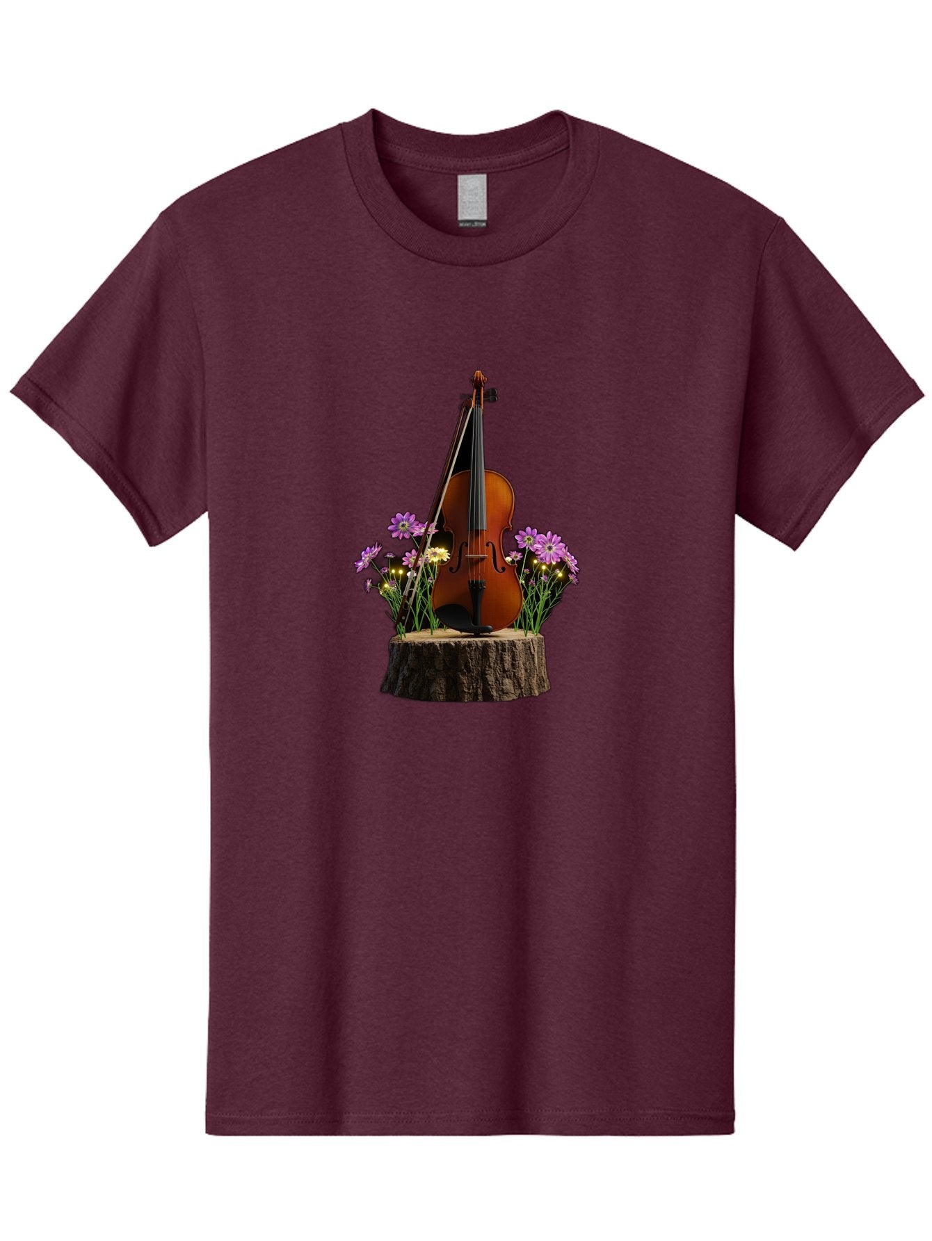 Violin-On-Tree-Stump-2 Men'S Graphic Tee, 100% Cotton, Comfortable Casual Summer Wear, Machine Washable, Vintage Camera, Old Camera, Antique Camera, Black Camera, Classic Photography, Photography Equipment, Nostalgic Device, Film Camera, Baj852