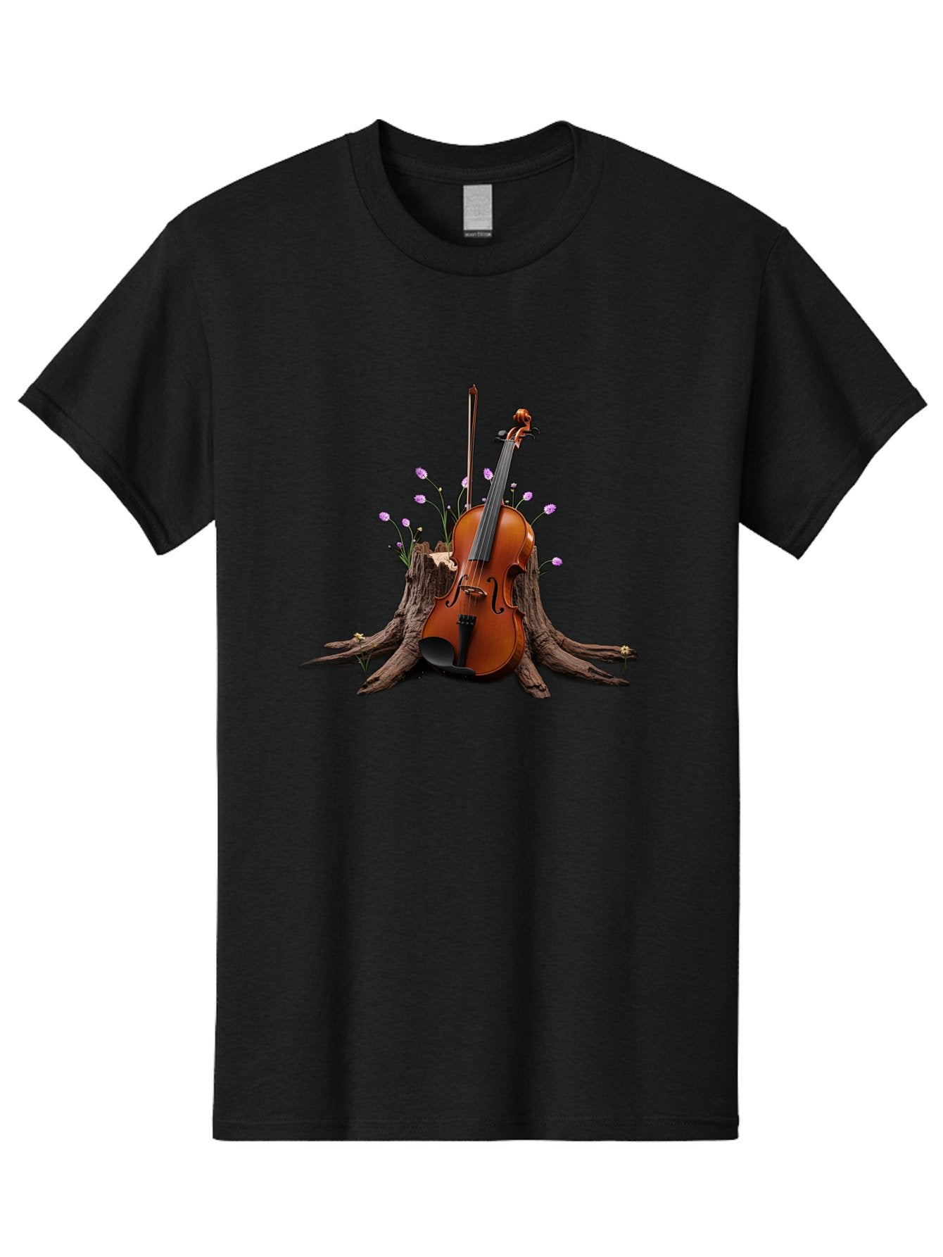 Violin-On-Tree-Stump-3 Men'S Graphic Tee, 100% Cotton, Comfortable Casual Summer Wear, Machine Washable, Vintage Camera, Old Camera, Antique Camera, Black Camera, Classic Photography, Photography Equipment, Nostalgic Device, Film Camera, Baj853