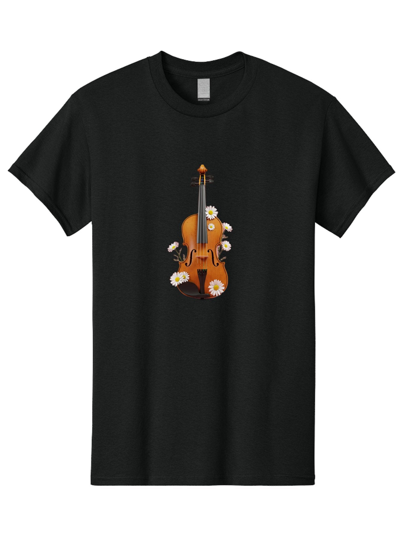 Violin-With-Daisies-1 Men'S Graphic Tee, 100% Cotton, Comfortable Casual Summer Wear, Machine Washable, Vintage Camera, Old Camera, Antique Camera, Black Camera, Classic Photography, Photography Equipment, Nostalgic Device, Film Camera, Baj858 3