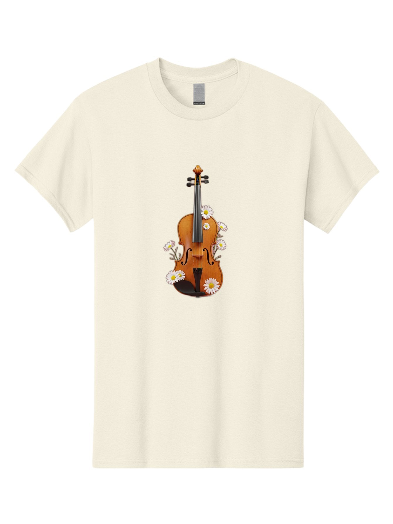 Violin-With-Daisies-1 Men'S Graphic Tee, 100% Cotton, Comfortable Casual Summer Wear, Machine Washable, Vintage Camera, Old Camera, Antique Camera, Black Camera, Classic Photography, Photography Equipment, Nostalgic Device, Film Camera, Baj858