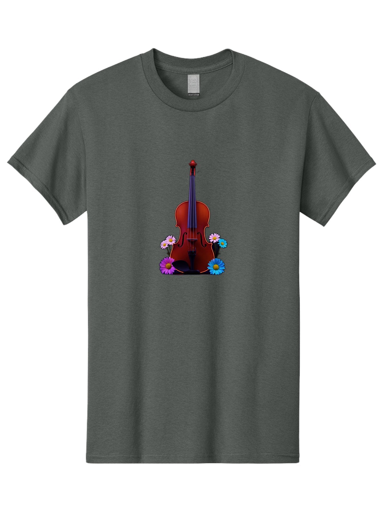 Violin-With-Flowers-1 Men'S Graphic Tee, 100% Cotton, Comfortable Casual Summer Wear, Machine Washable, Vintage Camera, Old Camera, Antique Camera, Black Camera, Classic Photography, Photography Equipment, Nostalgic Device, Film Camera, Baj862 3