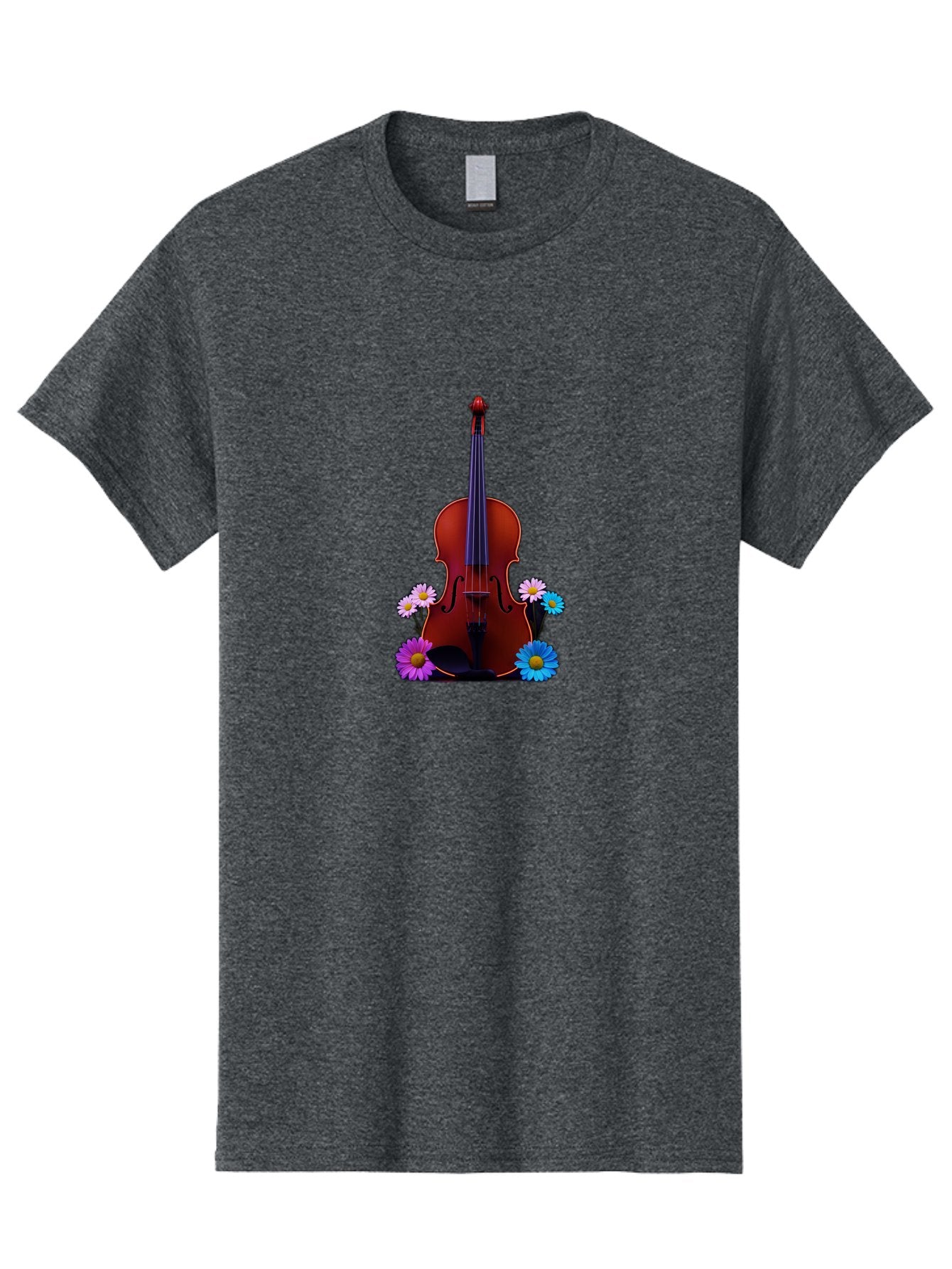 Violin-With-Flowers-1 Men'S Graphic Tee, 100% Cotton, Comfortable Casual Summer Wear, Machine Washable, Vintage Camera, Old Camera, Antique Camera, Black Camera, Classic Photography, Photography Equipment, Nostalgic Device, Film Camera, Baj862