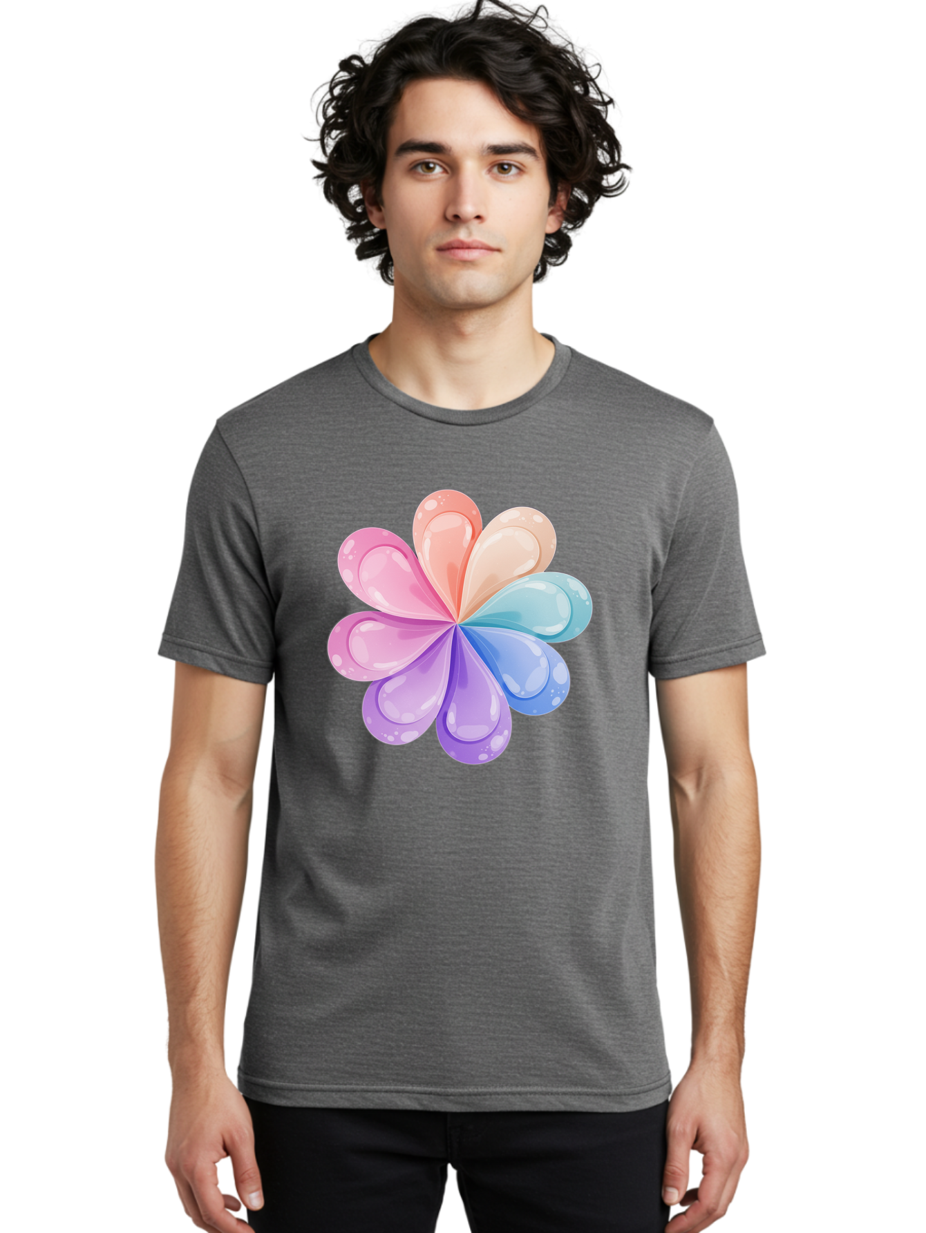 Water-Droplet-Flower Men'S Graphic Tee, 100% Cotton, Comfortable Casual Summer Wear, Machine Washable, Vintage Camera, Old Camera, Antique Camera, Black Camera, Classic Photography, Photography Equipment, Nostalgic Device, Film Camera, Baj867 23
