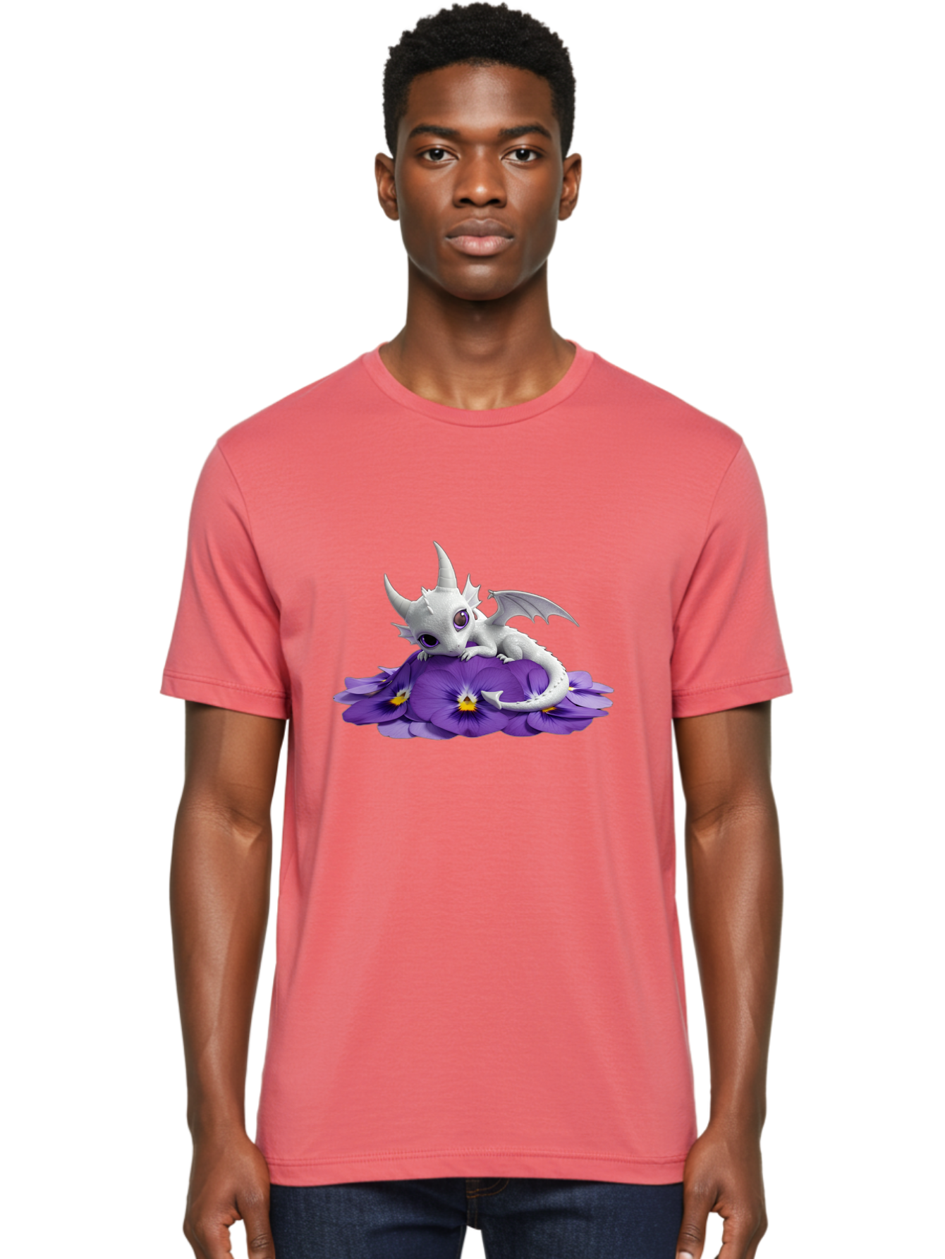 White-Dragon-On-Purple-Flowers Men'S Graphic Tee, 100% Cotton, Comfortable Casual Summer Wear, Machine Washable, Vintage Camera, Old Camera, Antique Camera, Black Camera, Classic Photography, Photography Equipment, Nostalgic Device, Baj872 29