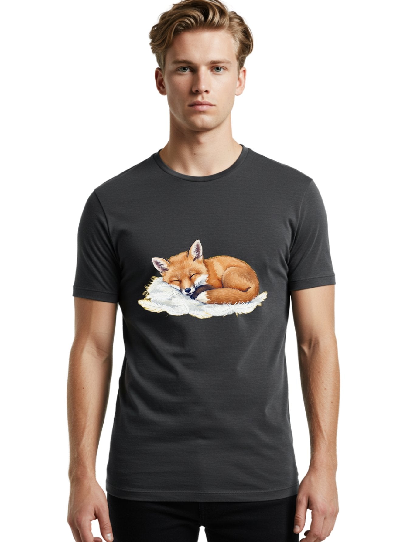 Sleeping-Fox-3 Men'S Graphic Tee, 100% Cotton, Comfortable Casual Summer Wear, Machine Washable, Vintage Camera, Old Camera, Antique Camera, Black Camera, Classic Photography, Photography Equipment, Nostalgic Device, Film Camera, Camera Art Baj884 24