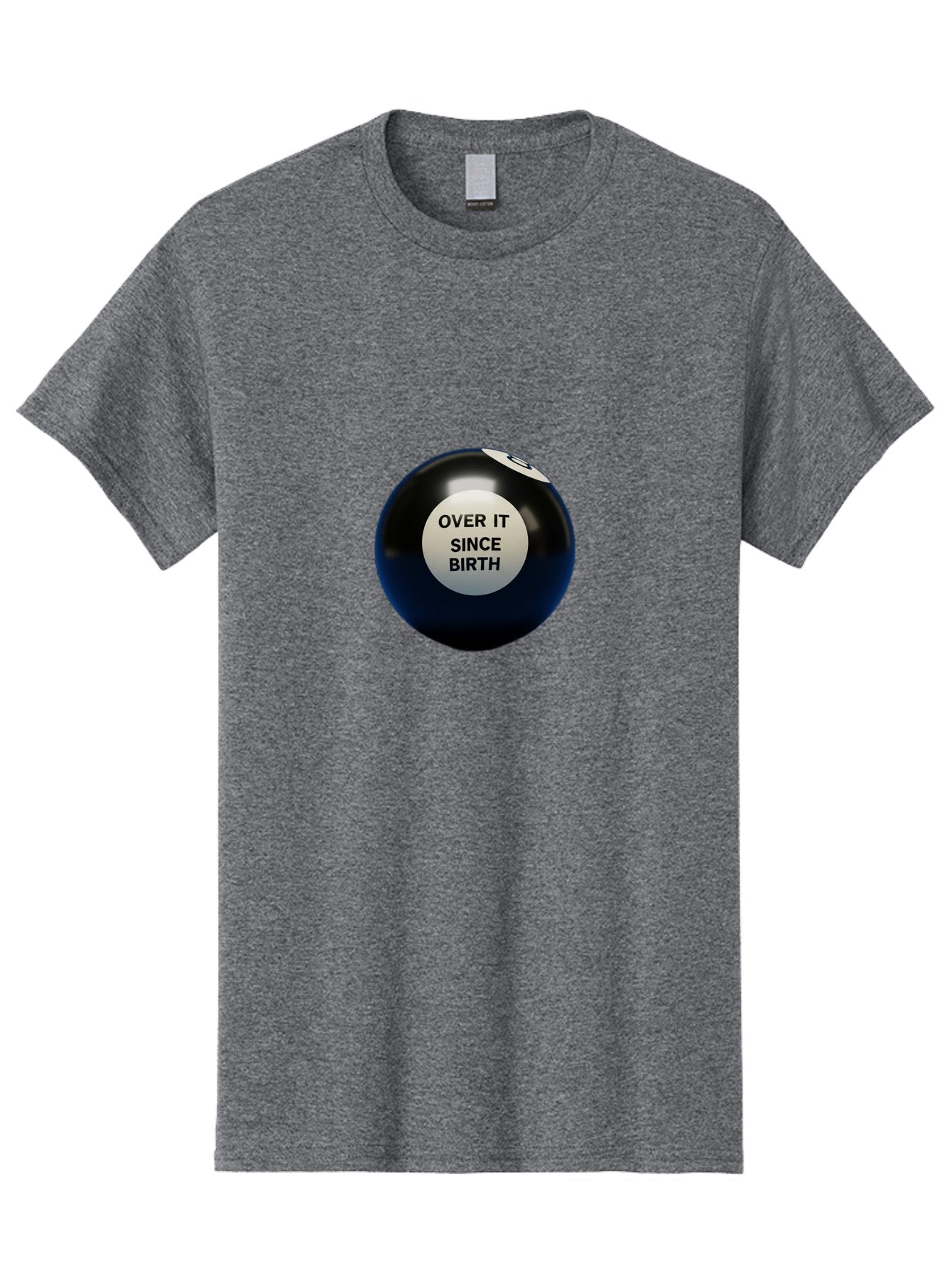 8-Ball-With-Over-It-Since-Birth-Text Men'S Graphic Tee, 100% Cotton, Comfortable Casual Summer Wear, Machine Washable, Vintage Camera, Old Camera, Antique Camera, Black Camera, Classic Photography, Photography Equipment, Nostalgic Device, Baj903 8
