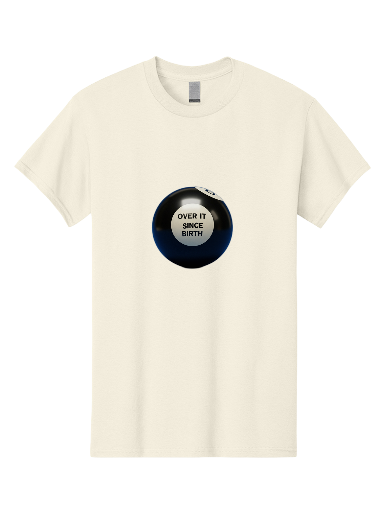 8-Ball-With-Over-It-Since-Birth-Text Men'S Graphic Tee, 100% Cotton, Comfortable Casual Summer Wear, Machine Washable, Vintage Camera, Old Camera, Antique Camera, Black Camera, Classic Photography, Photography Equipment, Nostalgic Device, Baj903